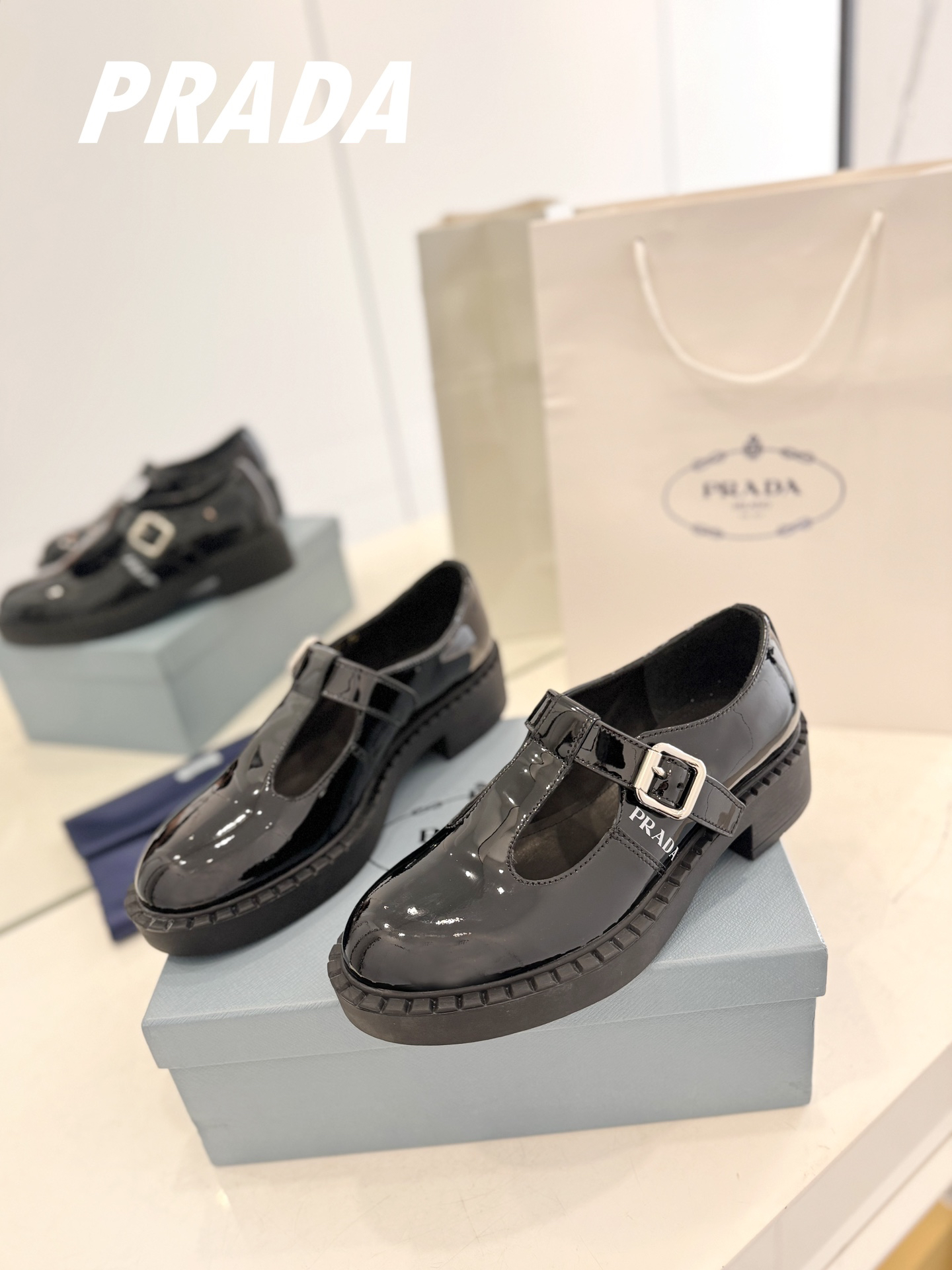 Prada women's leather shoes-4