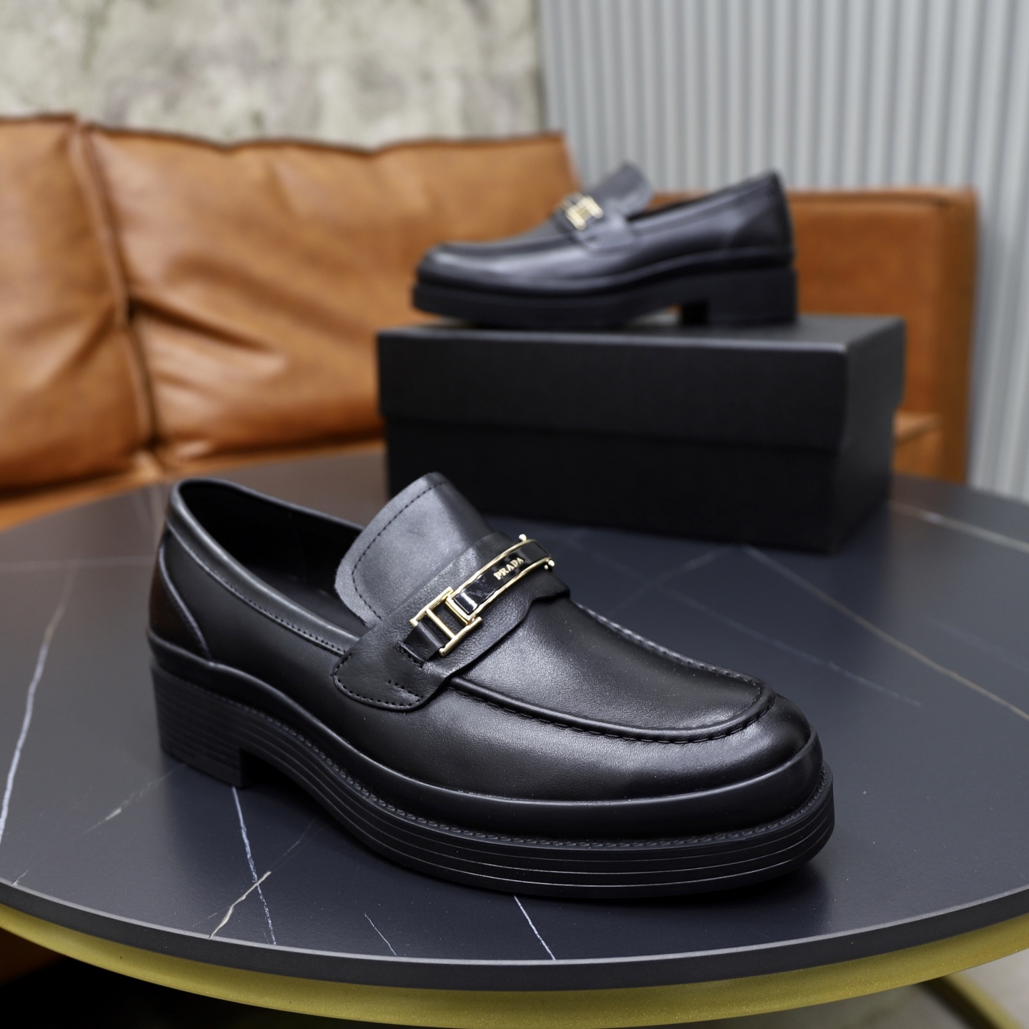 Prada men's leather shoes-65