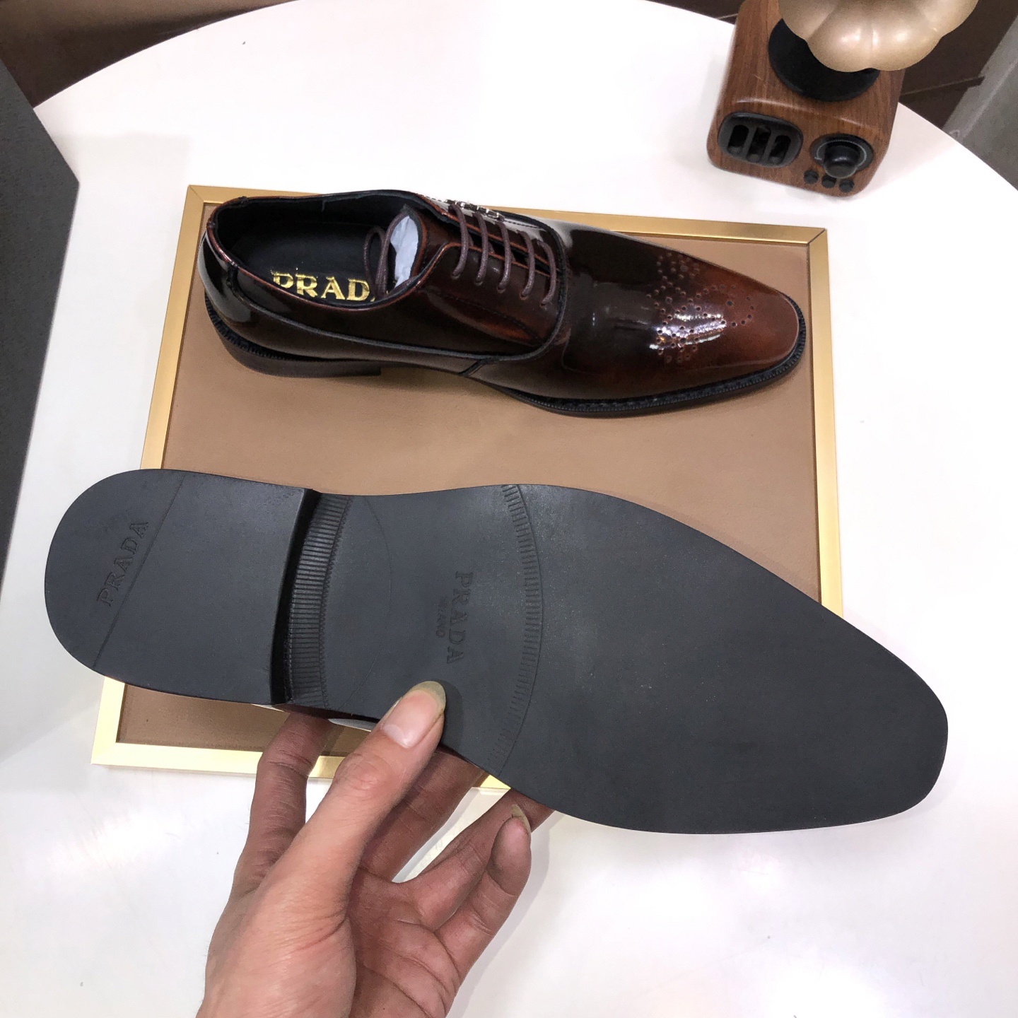 Prada men's leather shoes-49