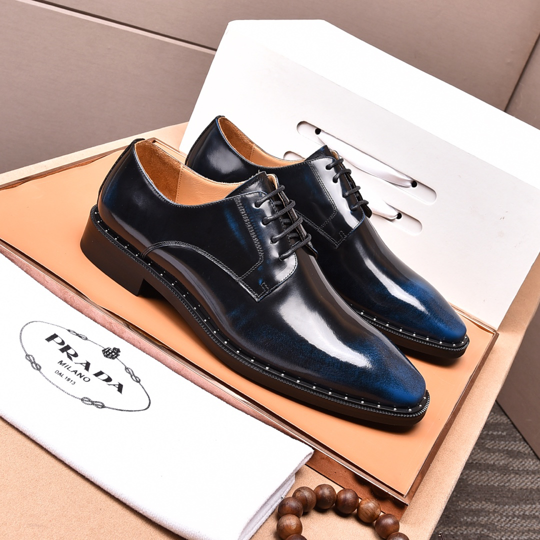 Prada men's leather shoes-81