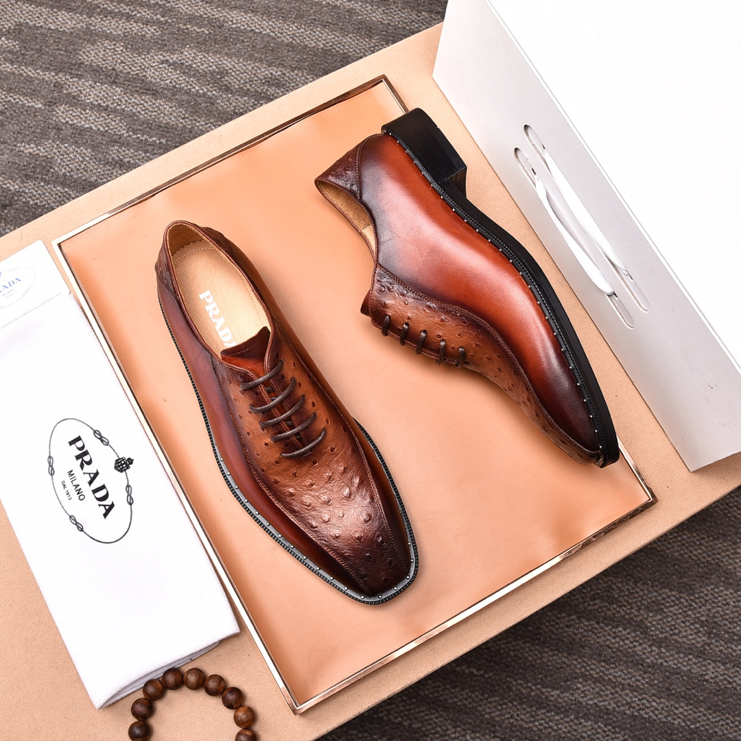 Prada men's leather shoes-72