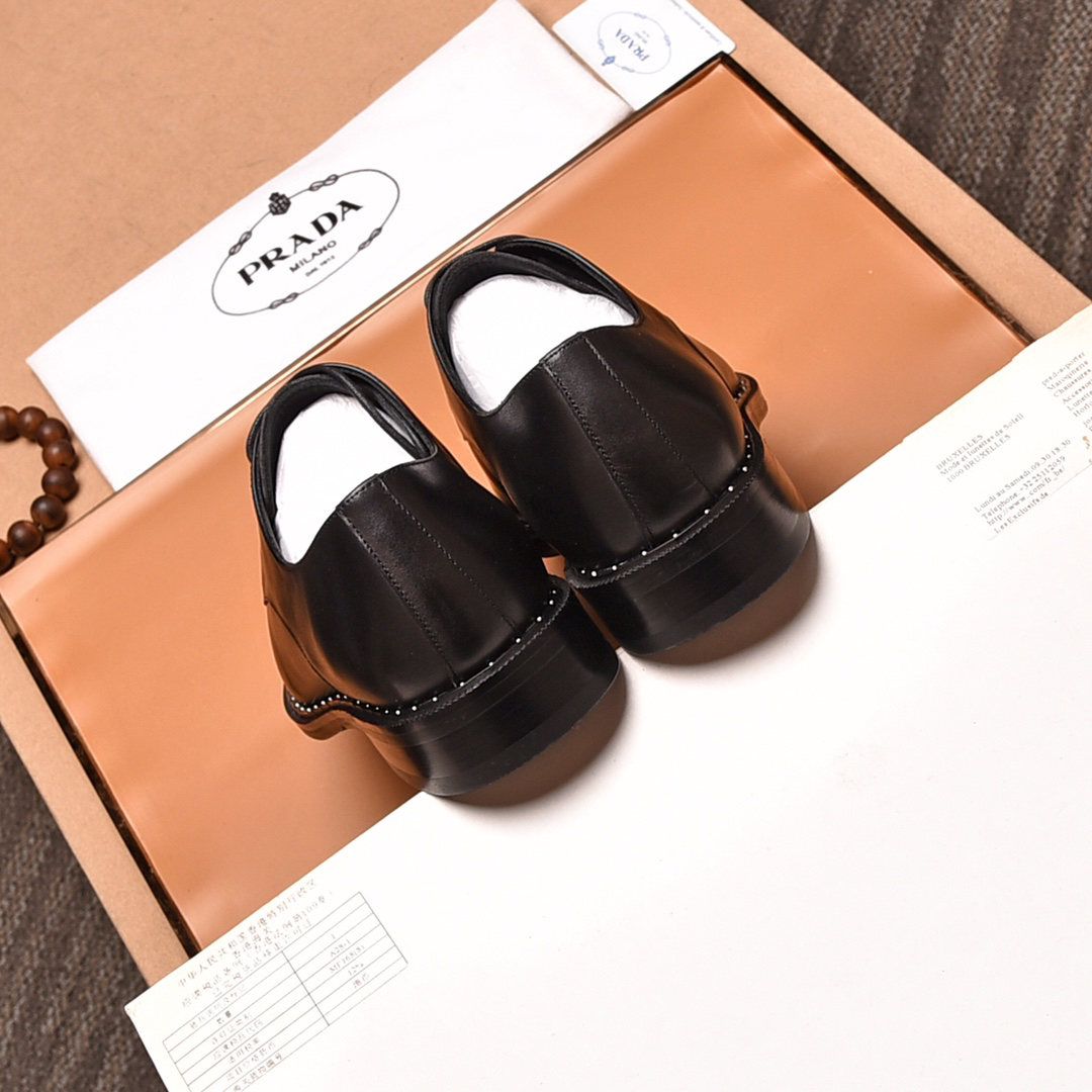 Prada men's leather shoes-10