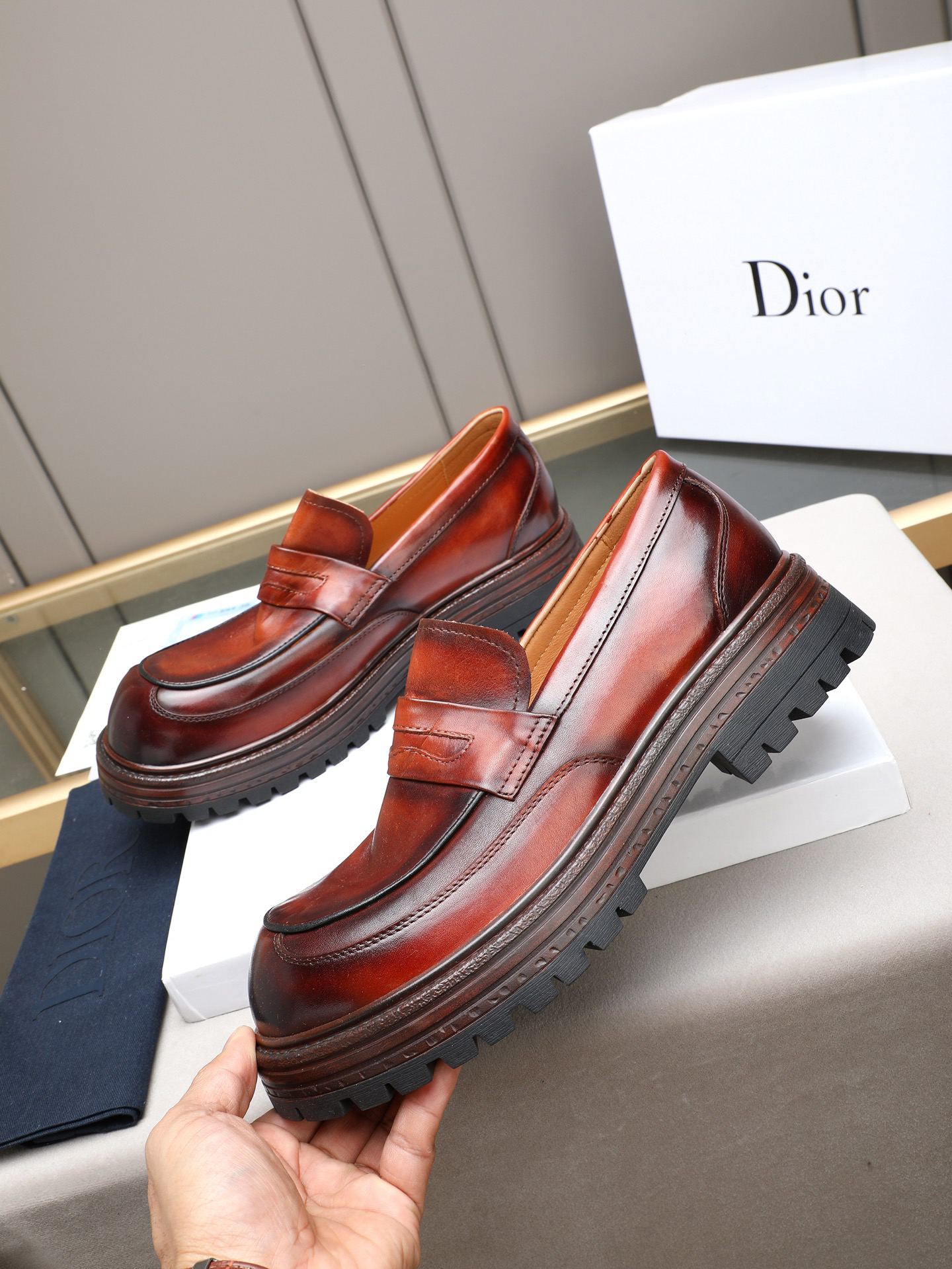 Dior men's leather shoes-13
