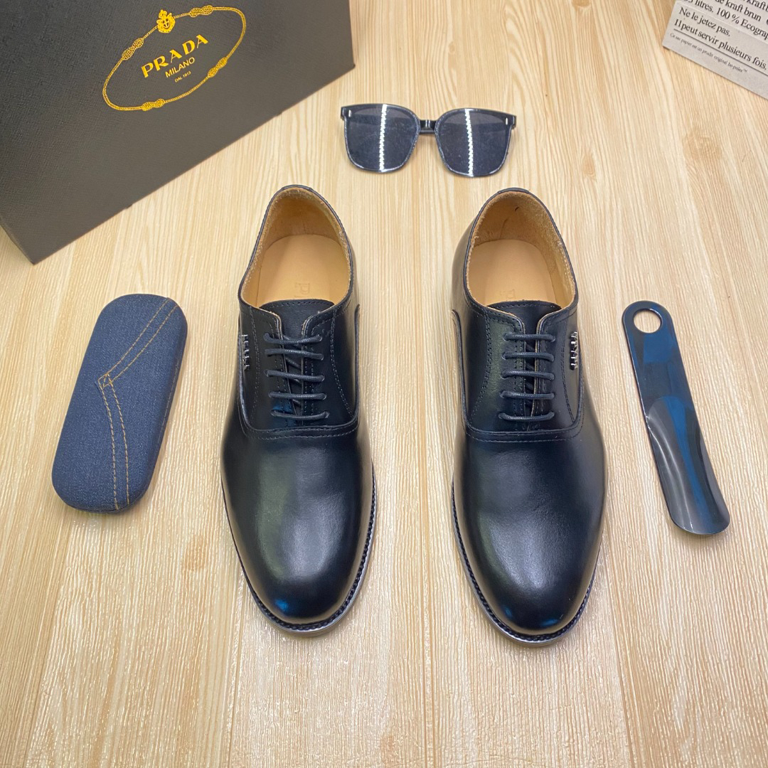 Prada men's leather shoes-4