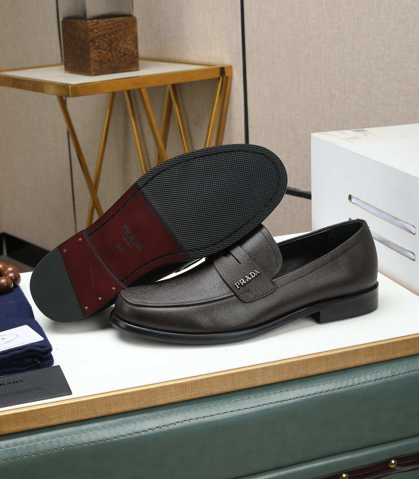 Prada men's leather shoes-64