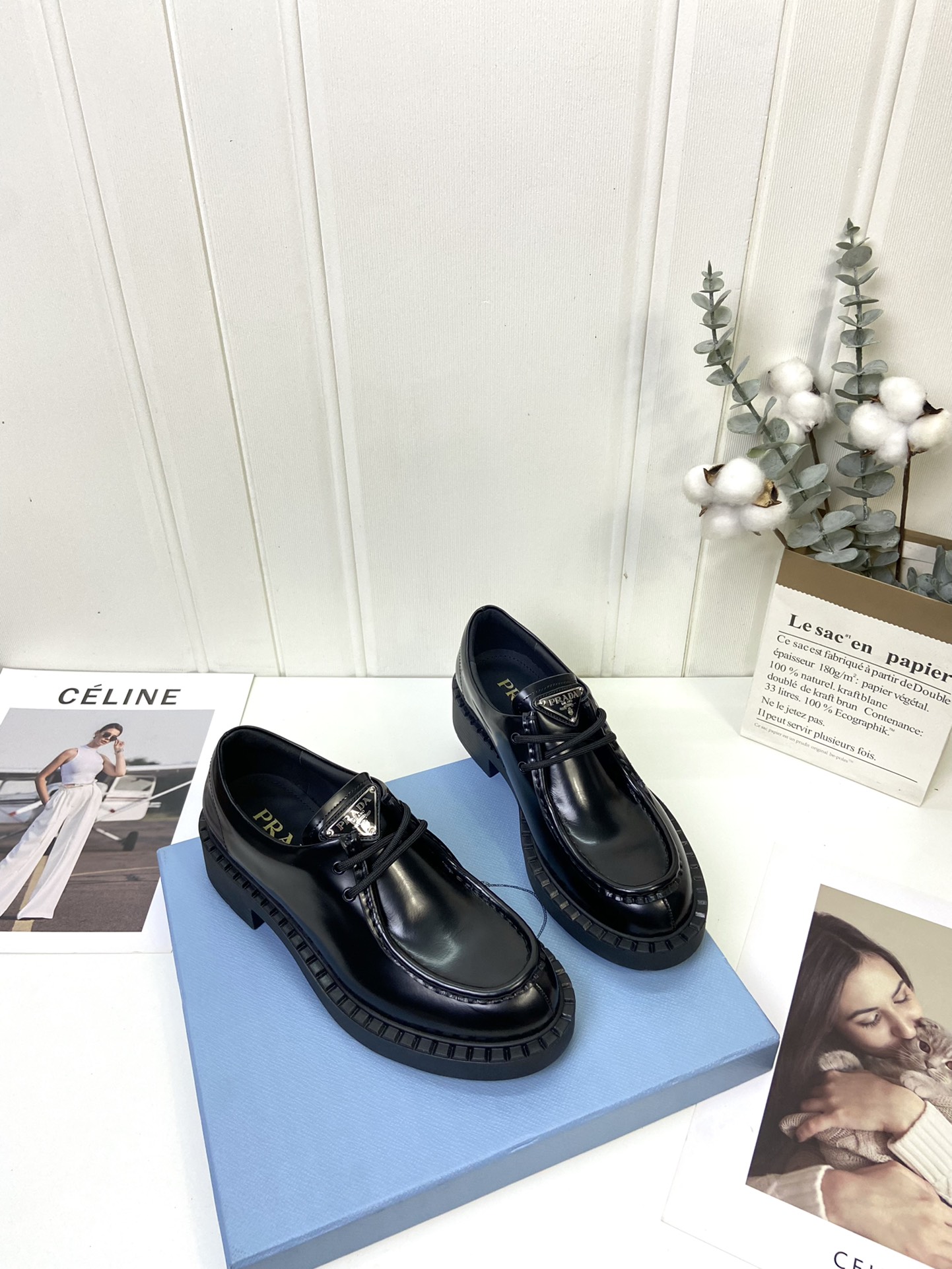 Prada women's leather shoes-11