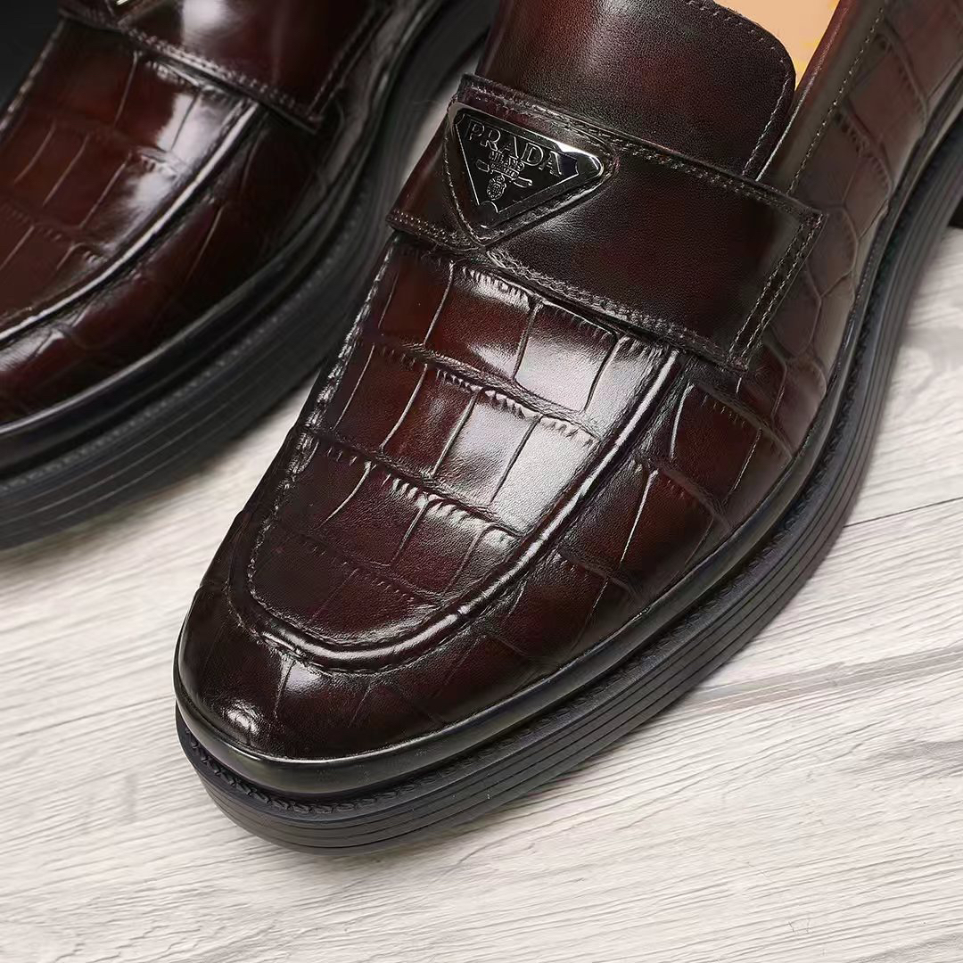 Prada men's leather shoes-80