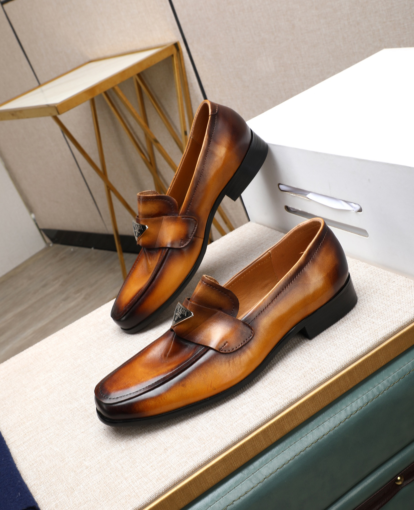 Prada men's leather shoes-59