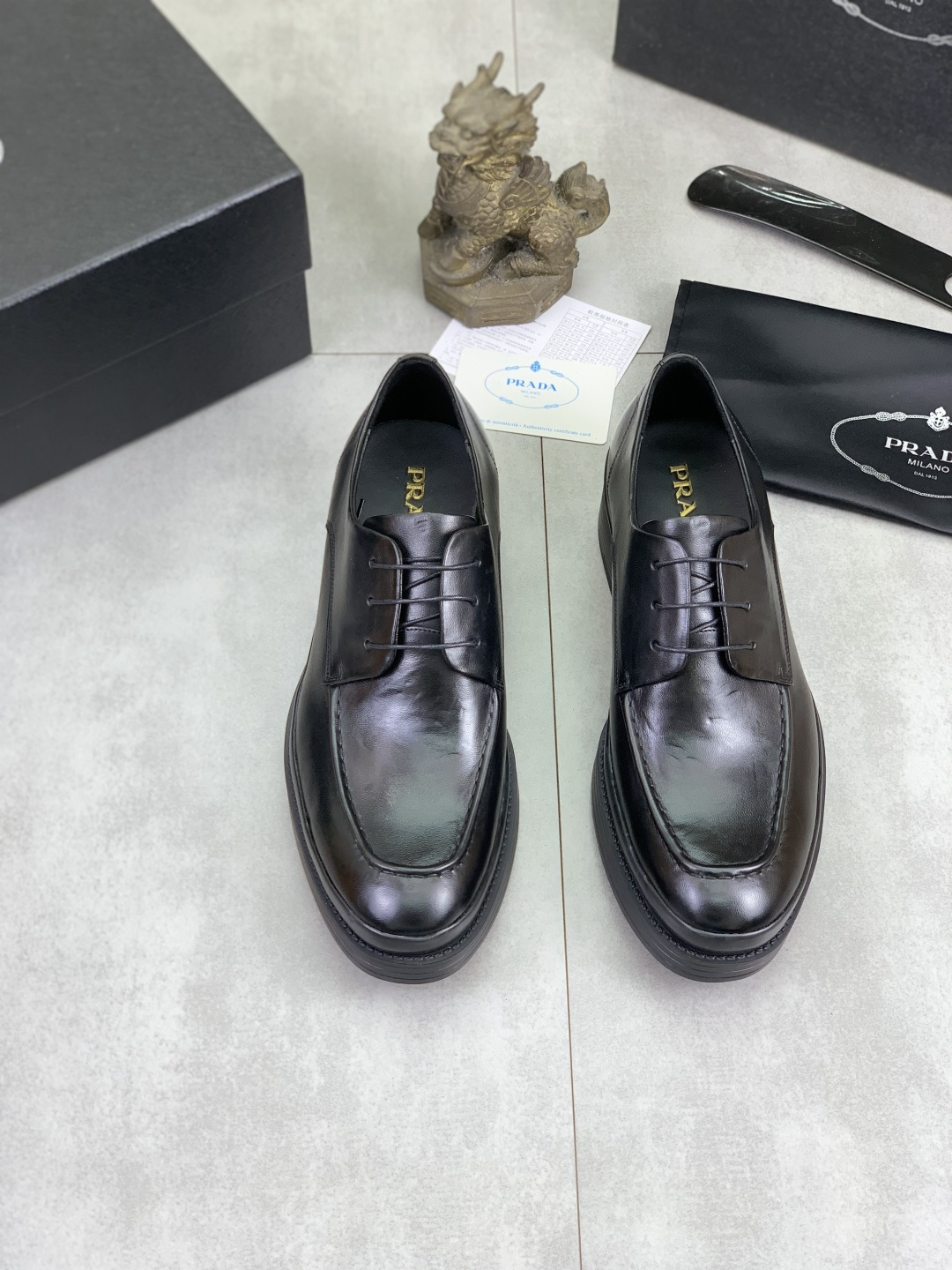 Prada men's leather shoes-14