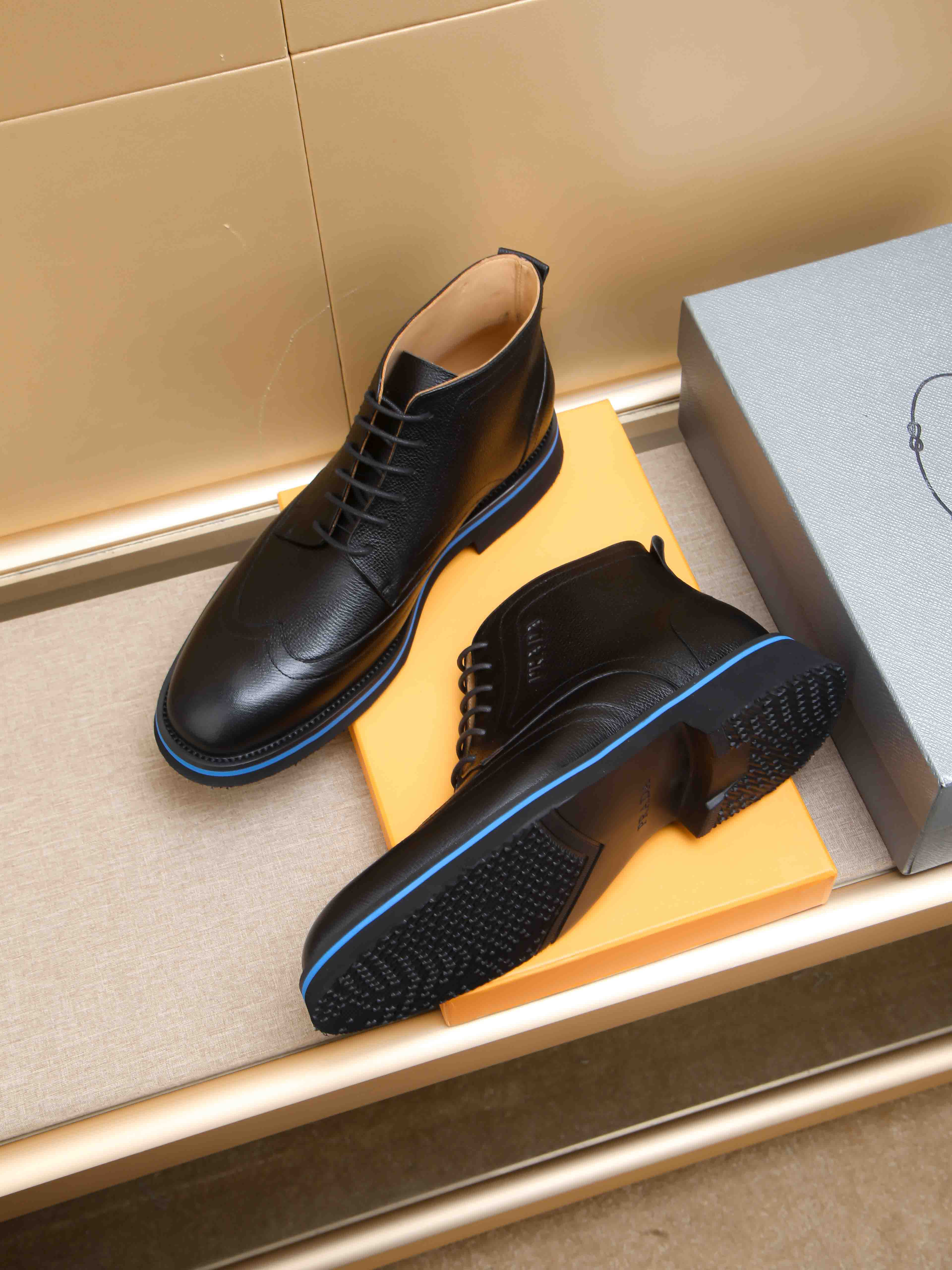 Prada men's leather shoes-83