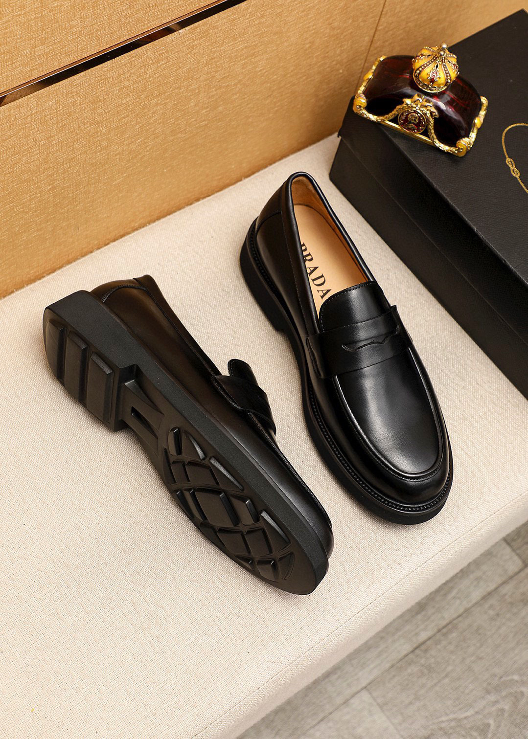 Prada men's leather shoes-52