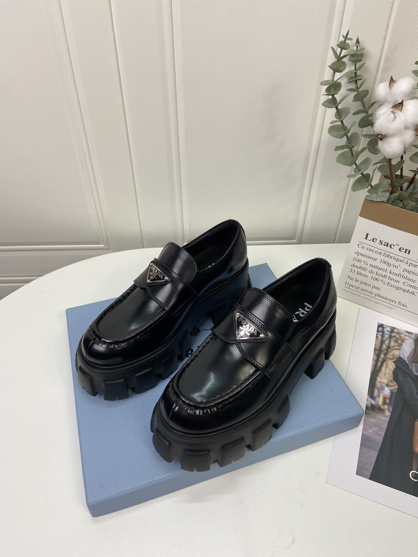 Prada women's leather shoes-14