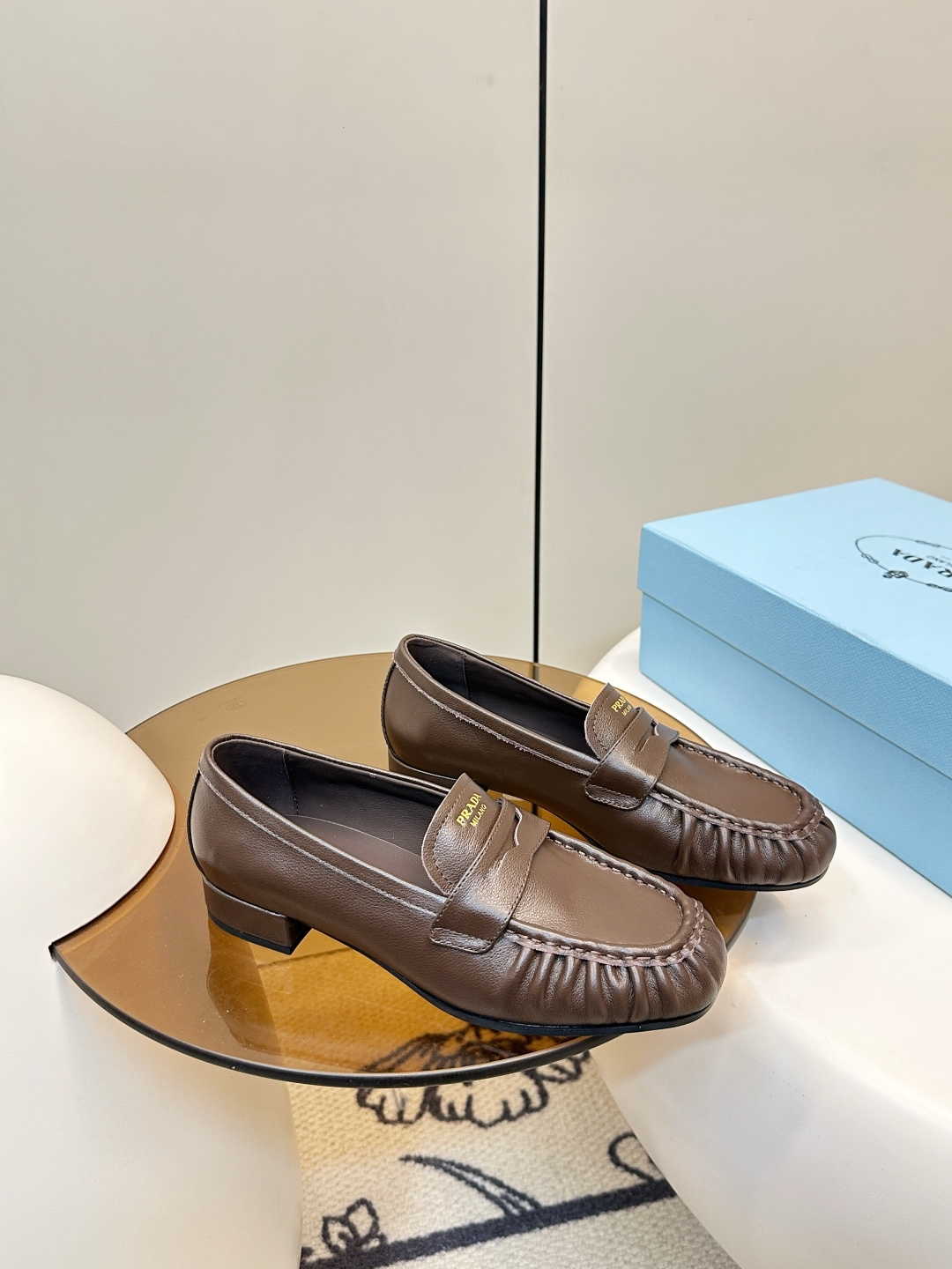 Prada women's leather shoes-49