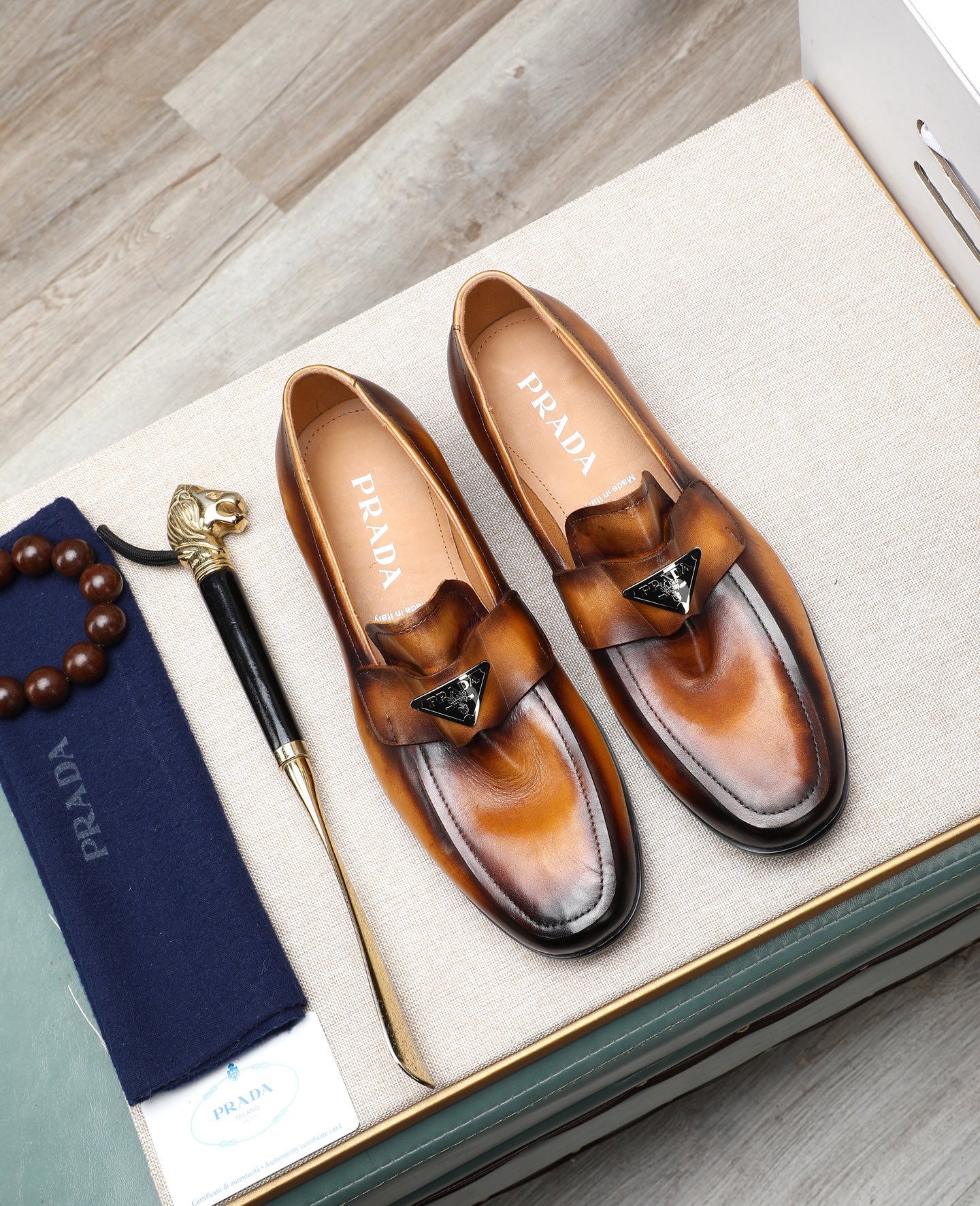 Prada men's leather shoes-59