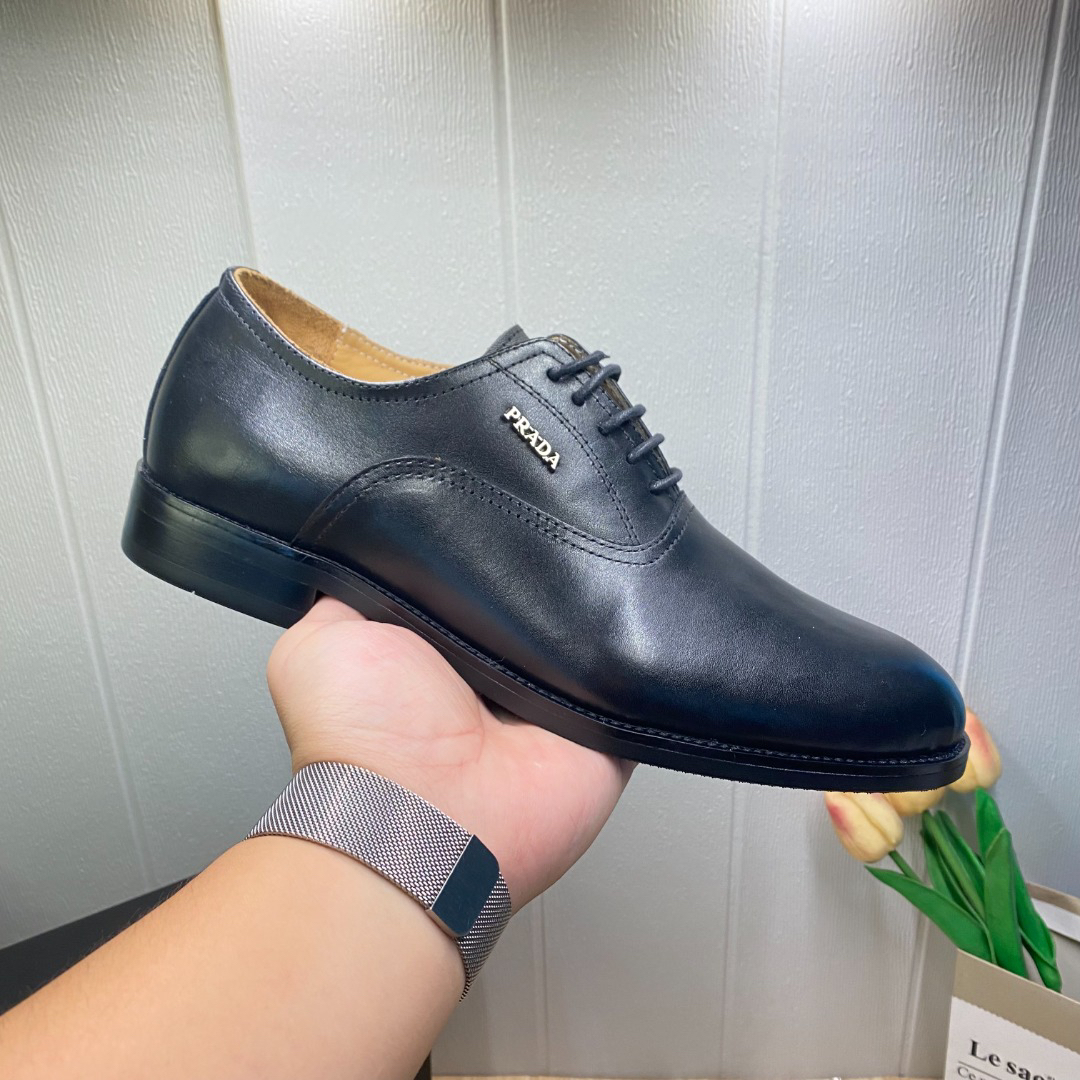 Prada men's leather shoes-4