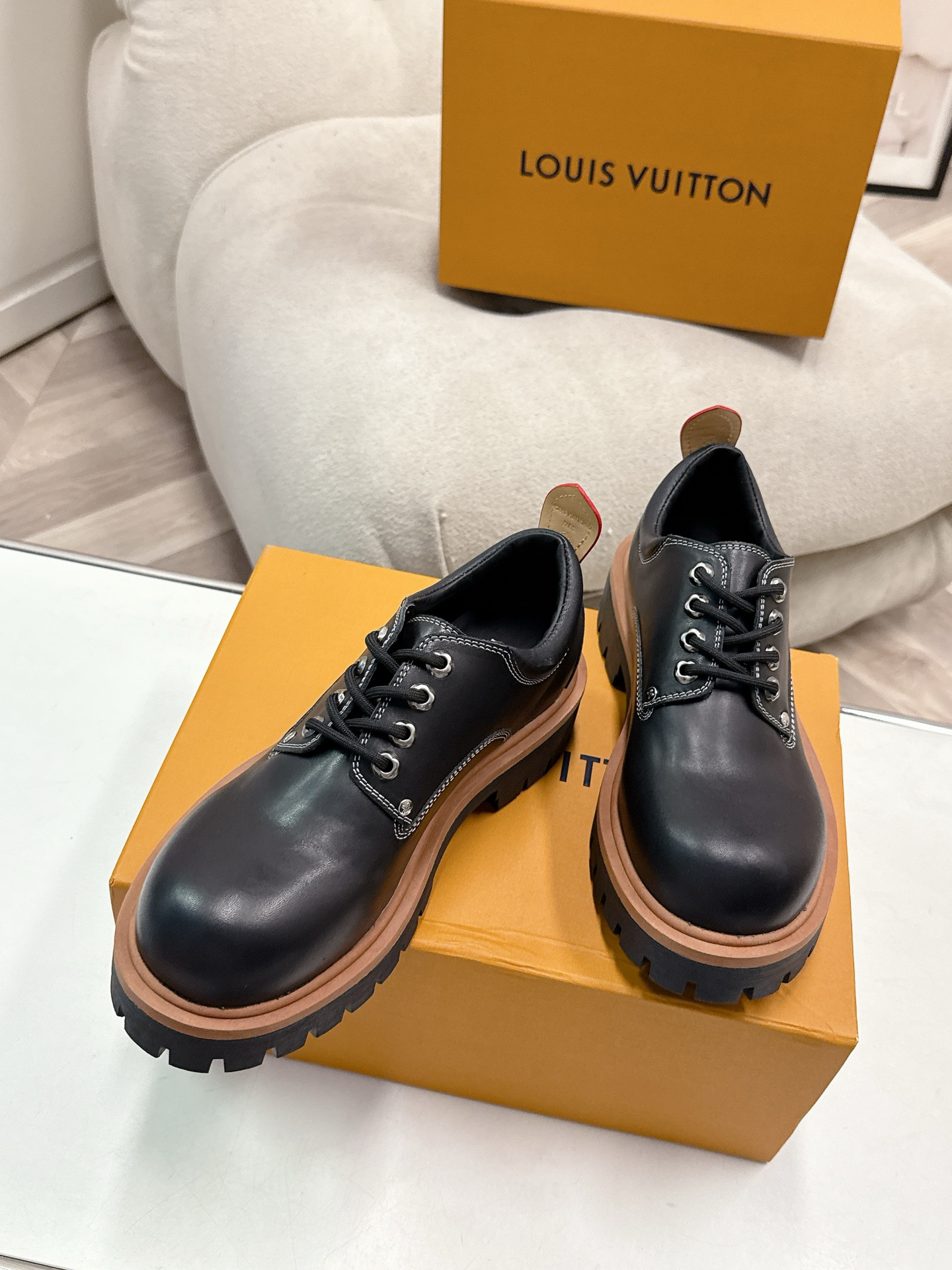 LV women's leather shoes-48
