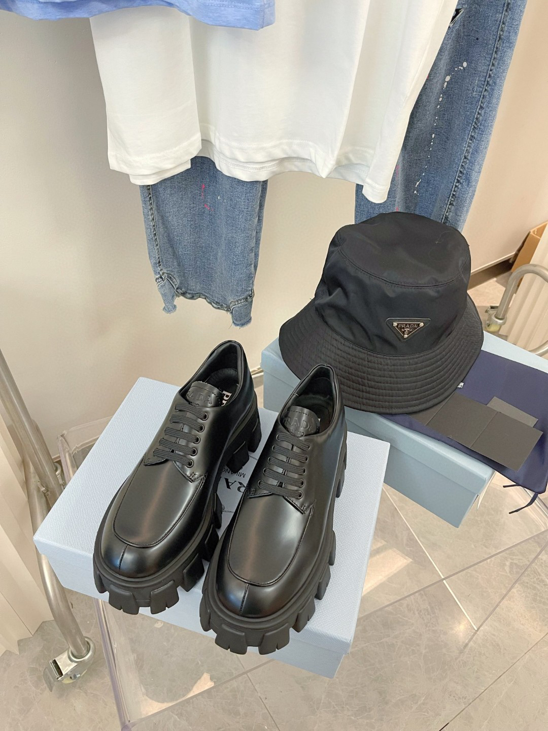 Prada women's leather shoes-21