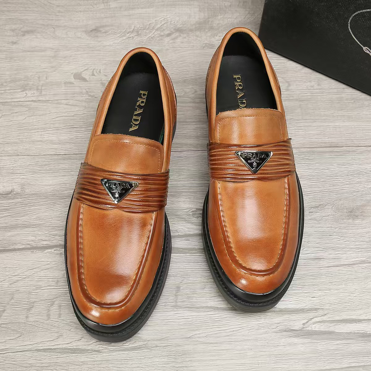 Prada men's leather shoes-2