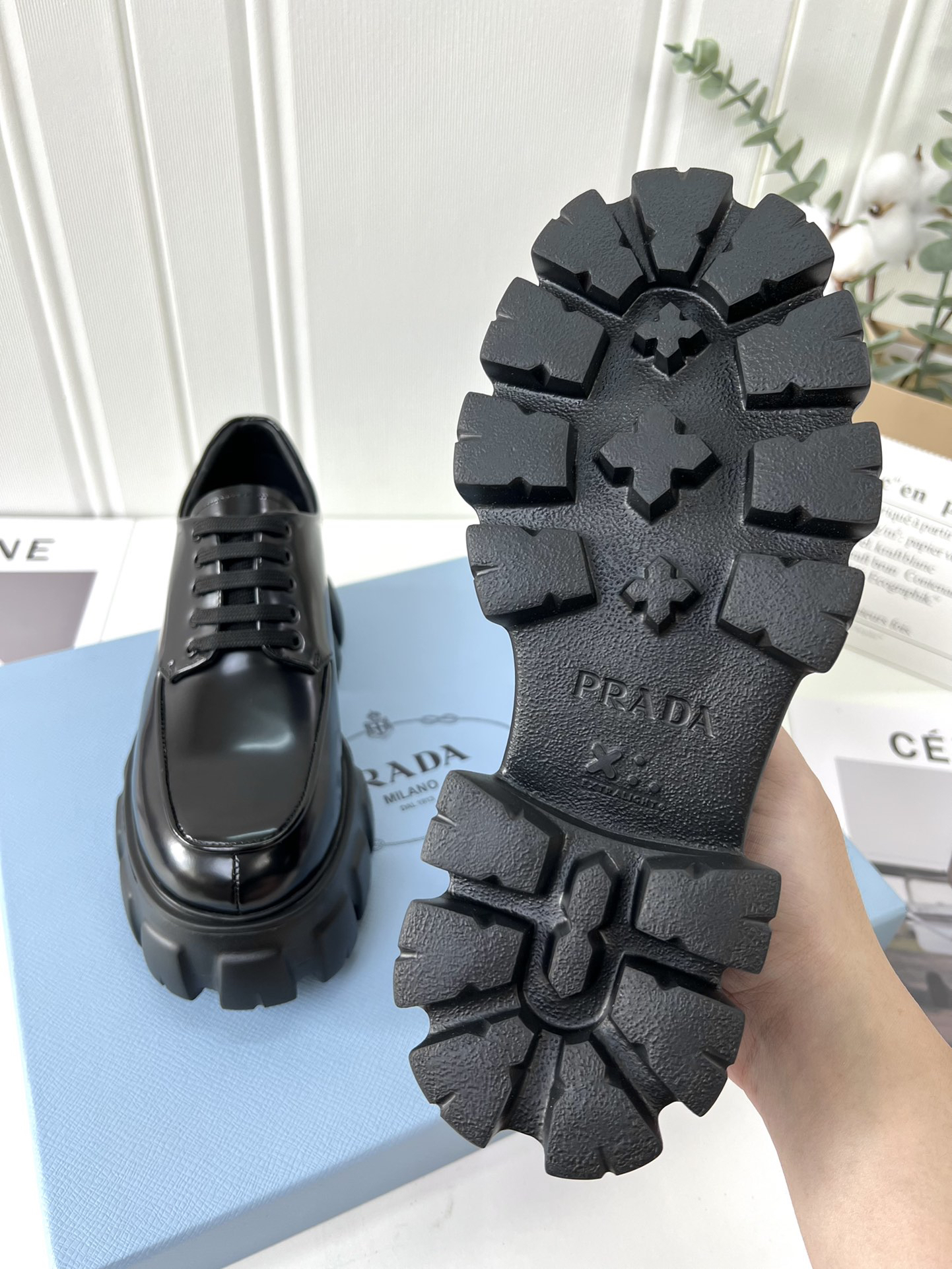 Prada women's leather shoes-22