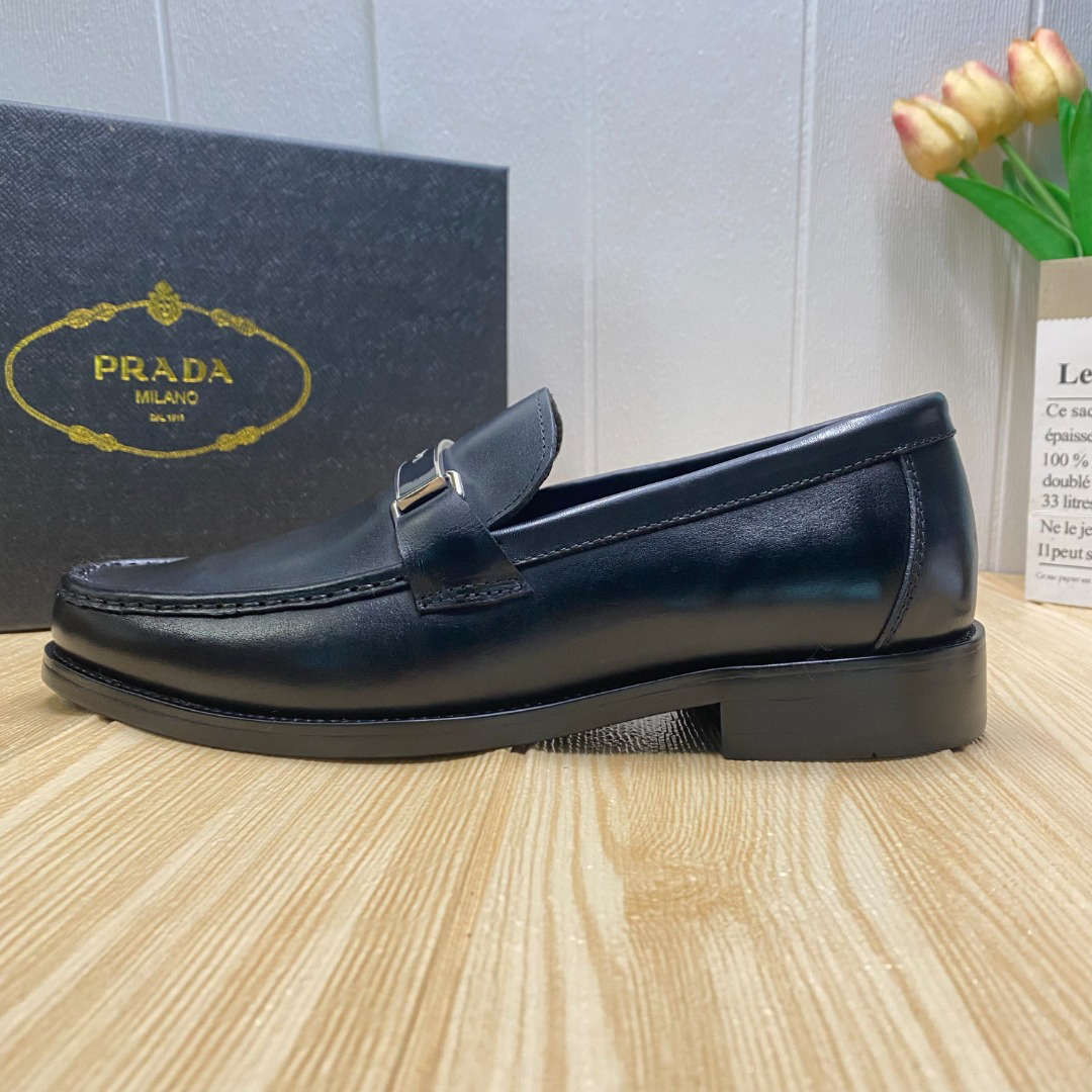 Prada men's leather shoes-5