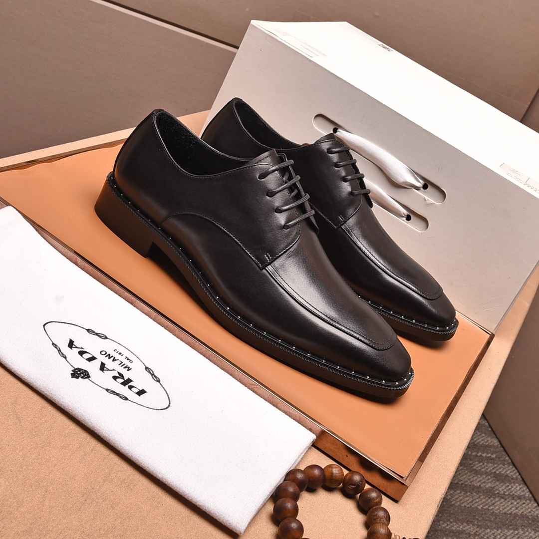 Prada men's leather shoes-10