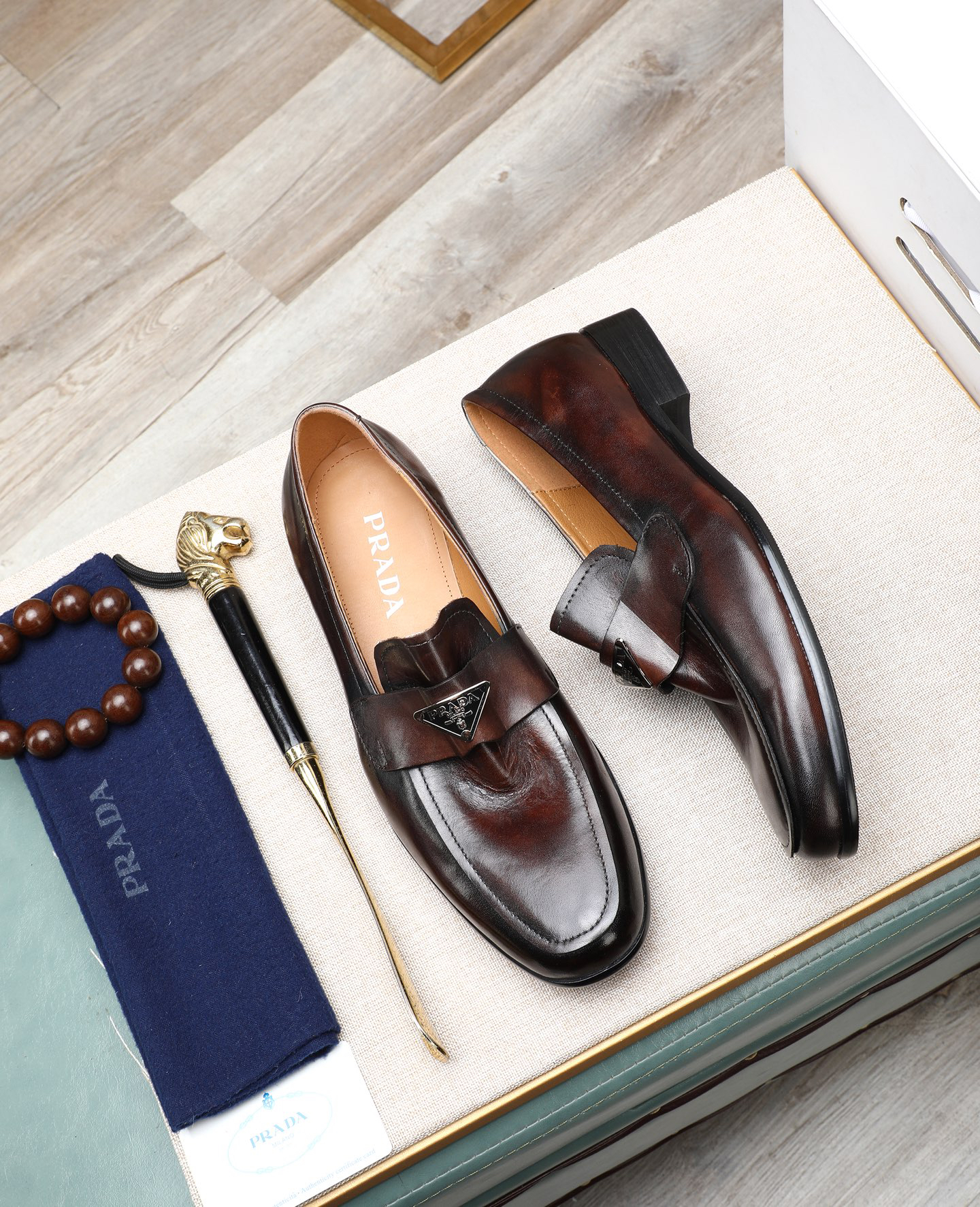 Prada men's leather shoes-57