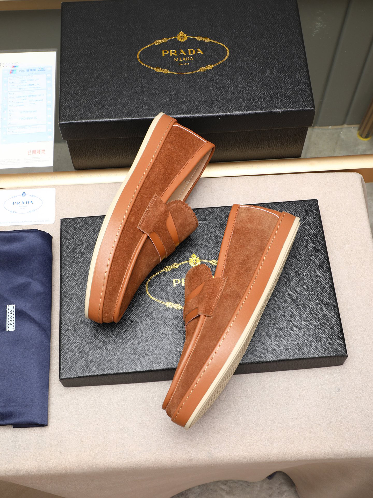 Prada men's leather shoes-1