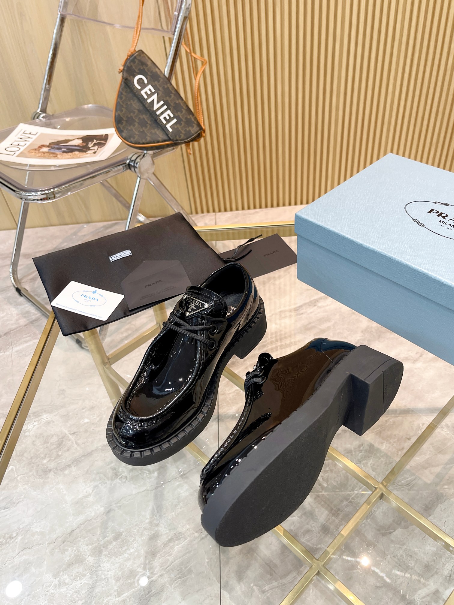 Prada men's leather shoes-19