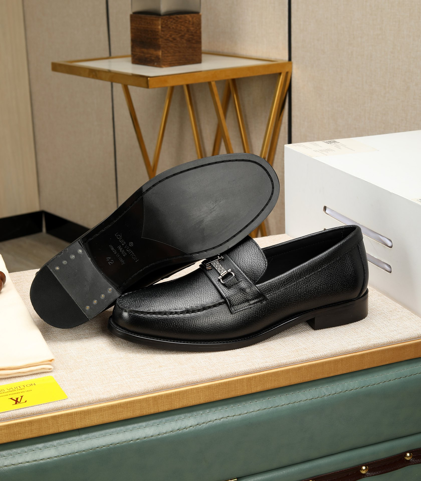 LV men's leather shoes-48