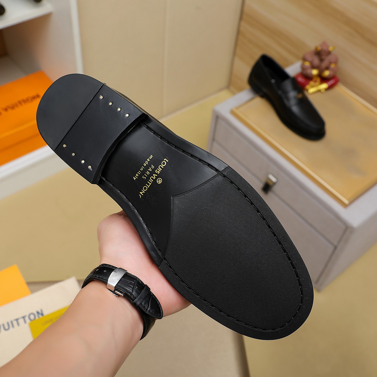 LV men's leather shoes-56