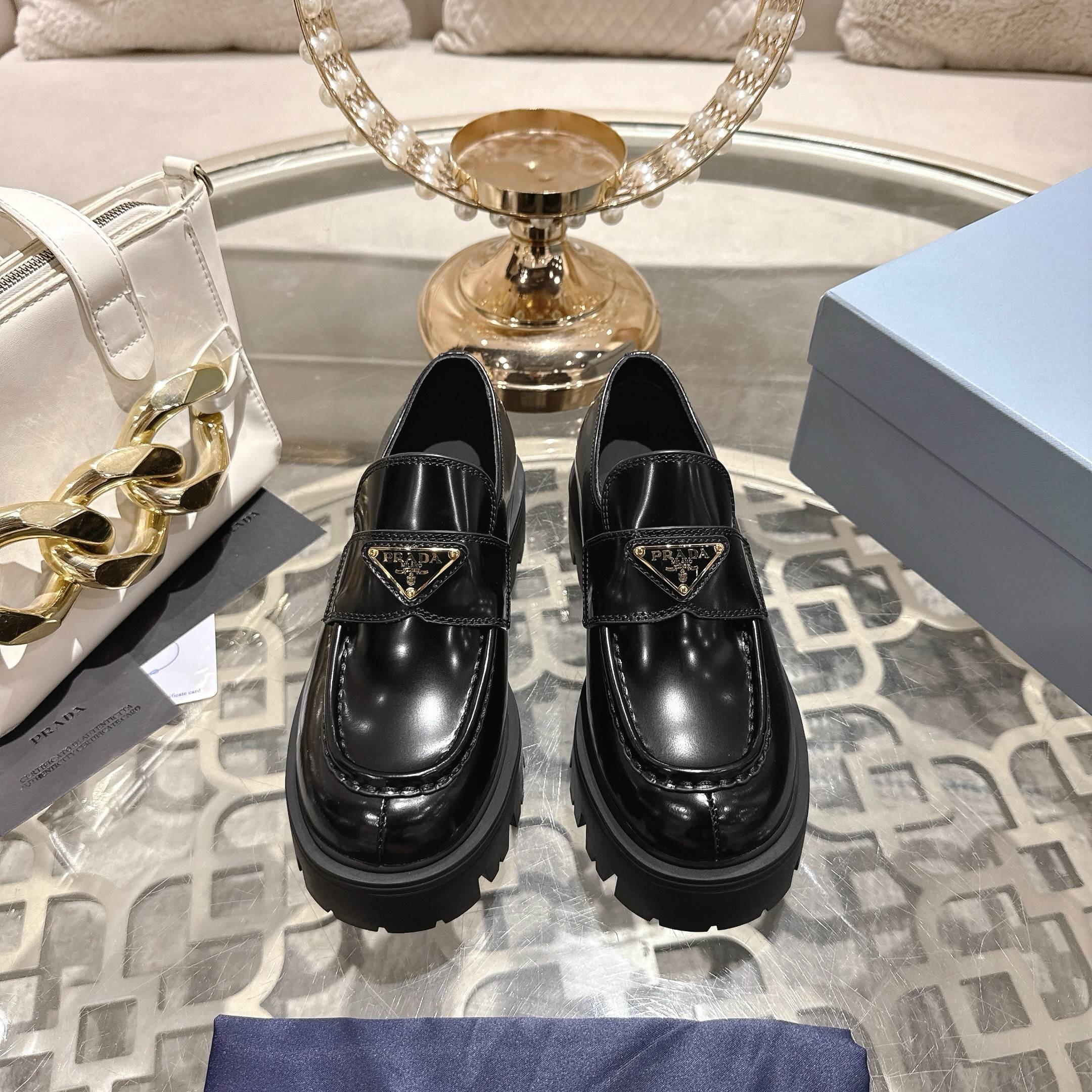 Prada women's leather shoes-13