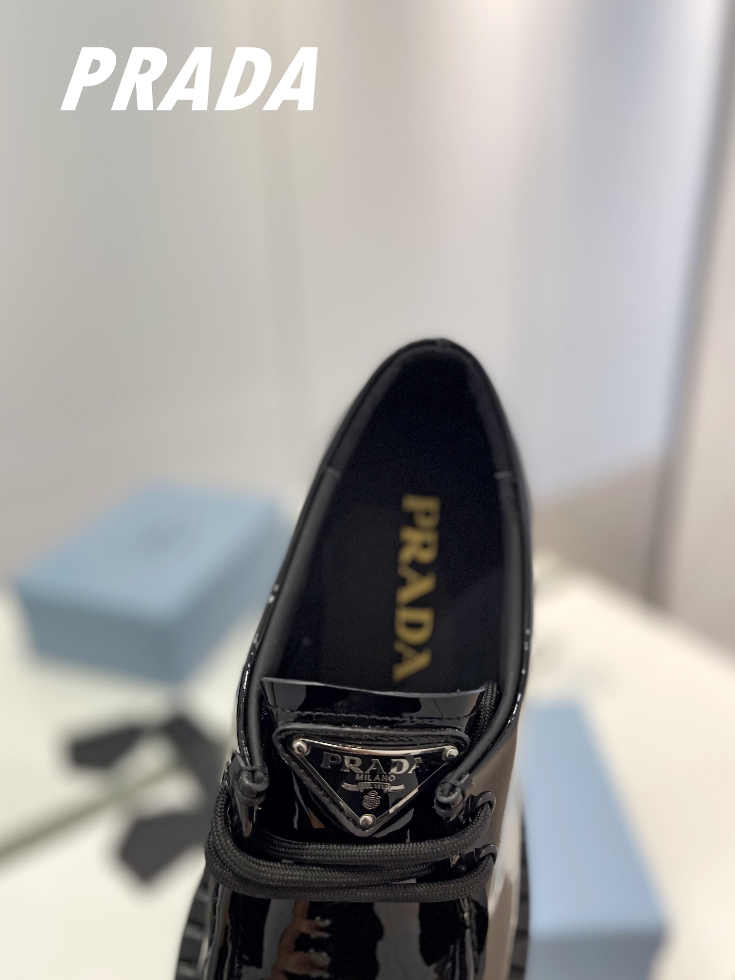 Prada men's leather shoes-3