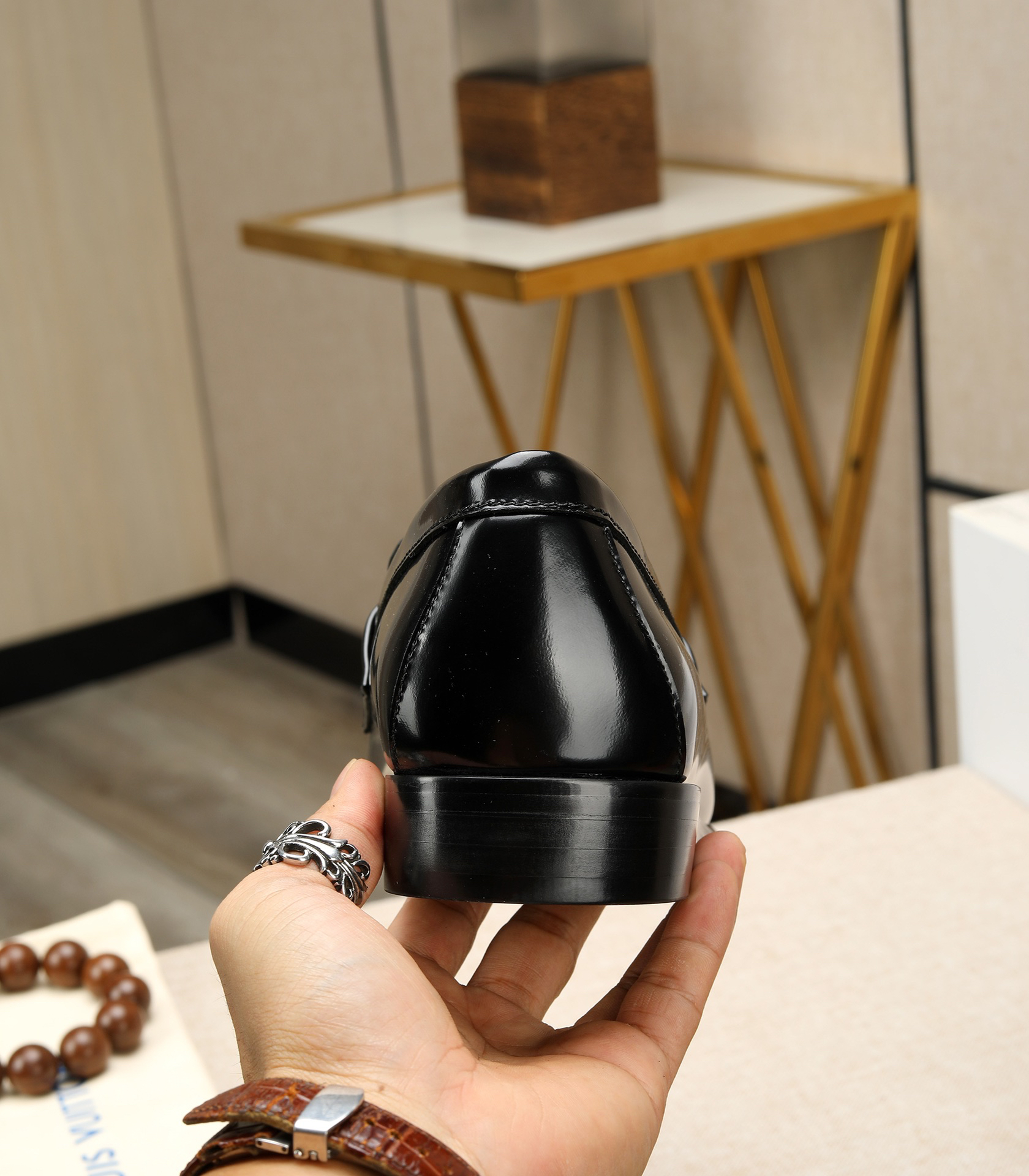 LV men's leather shoes-49