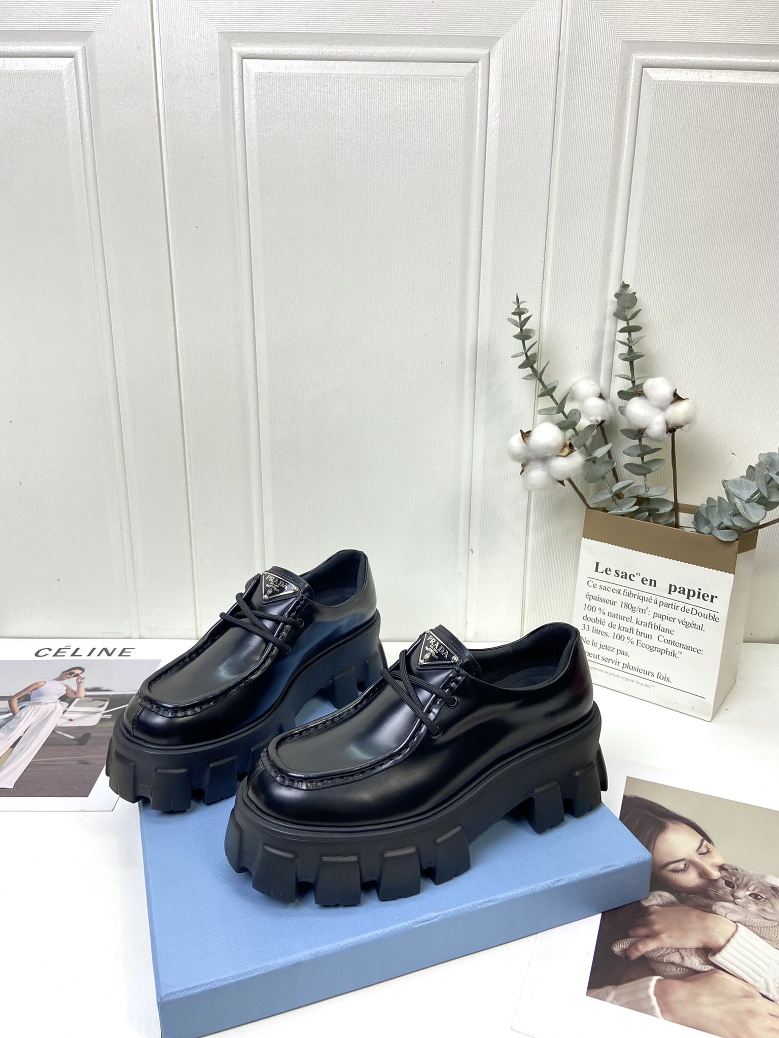 Prada women's leather shoes-1