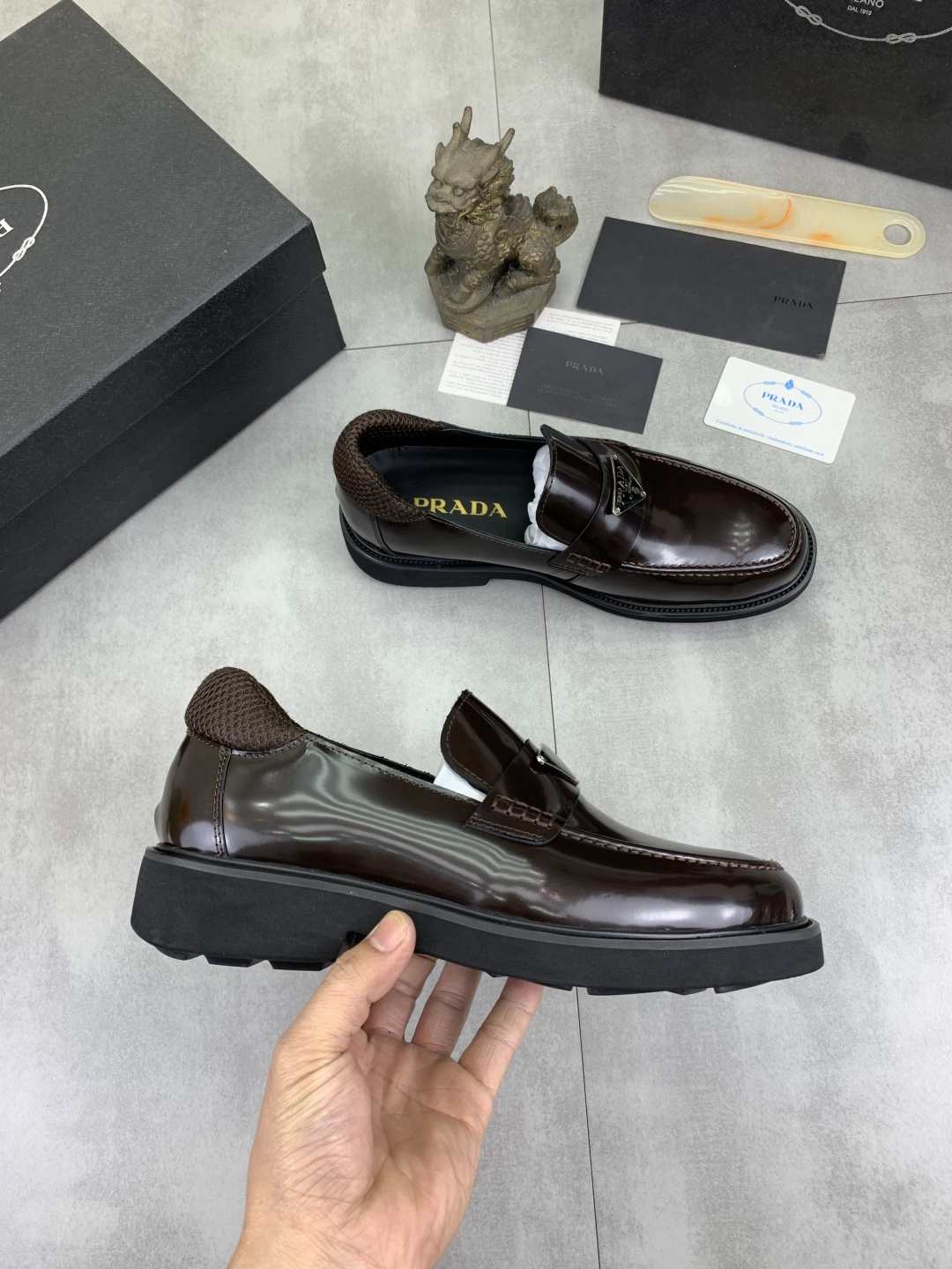Prada men's leather shoes-22