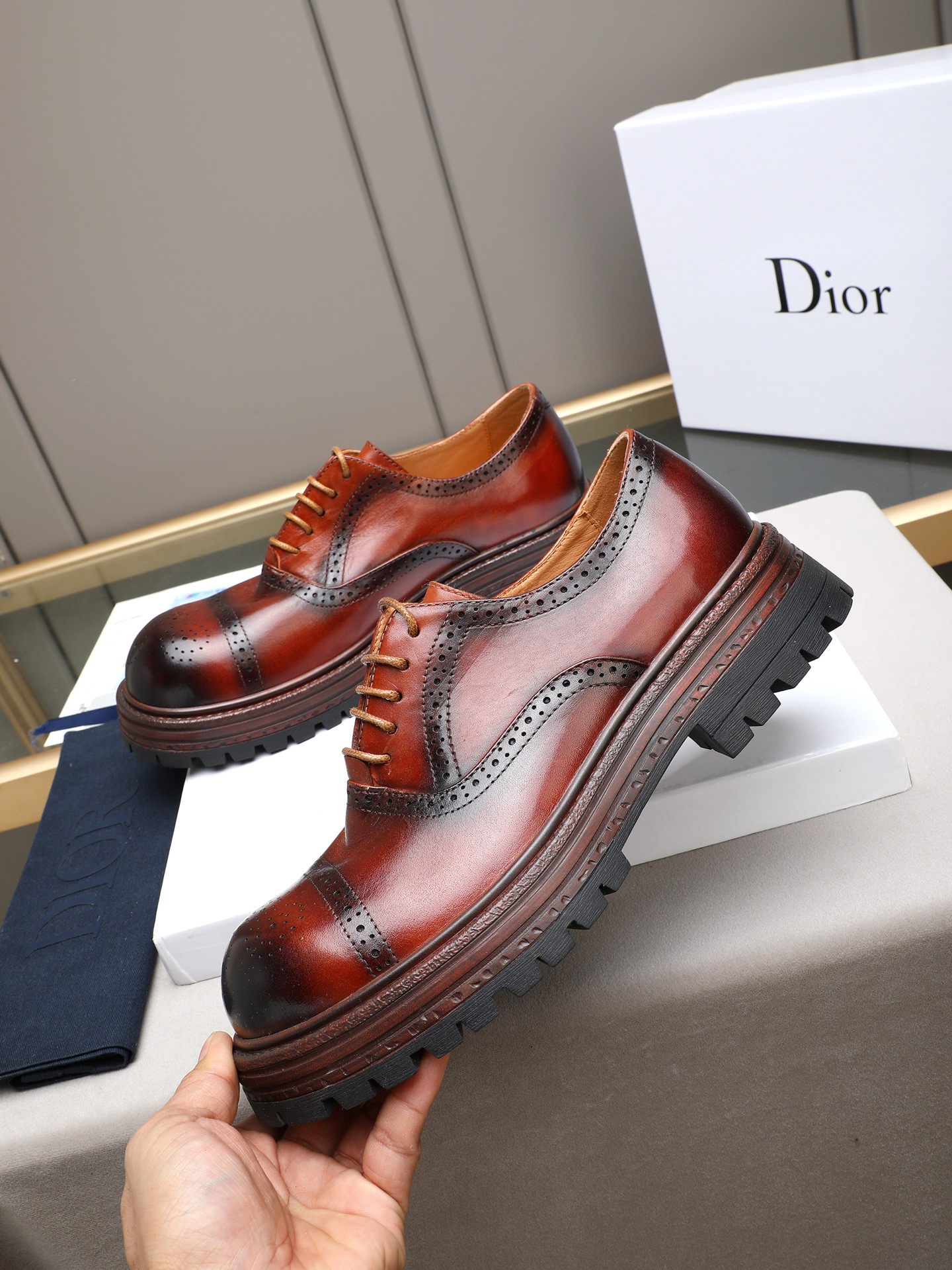 Dior men's leather shoes-2