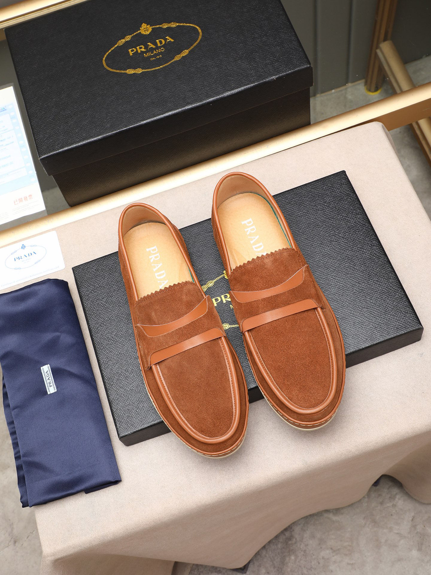 Prada men's leather shoes-1