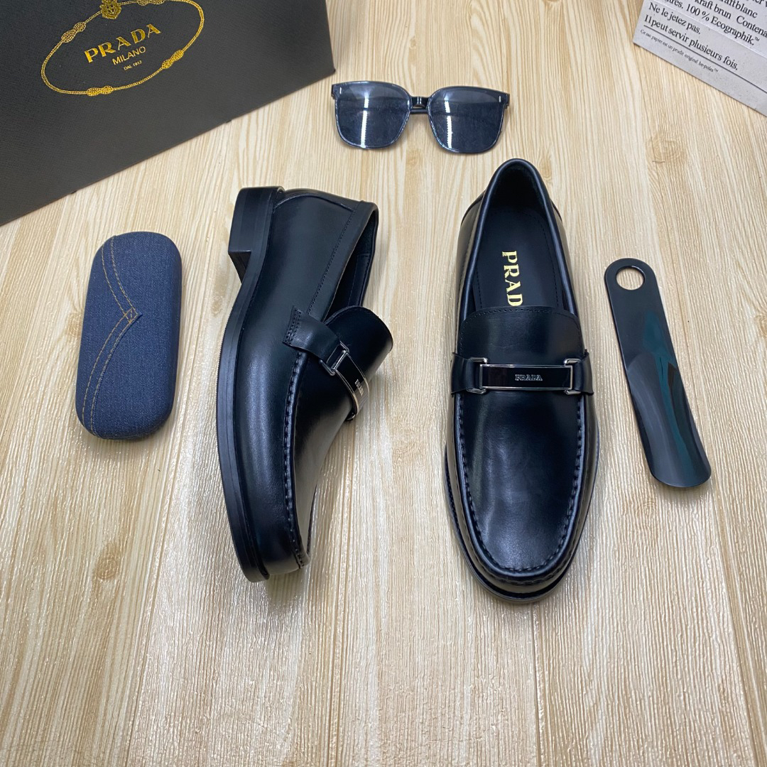 Prada men's leather shoes-5