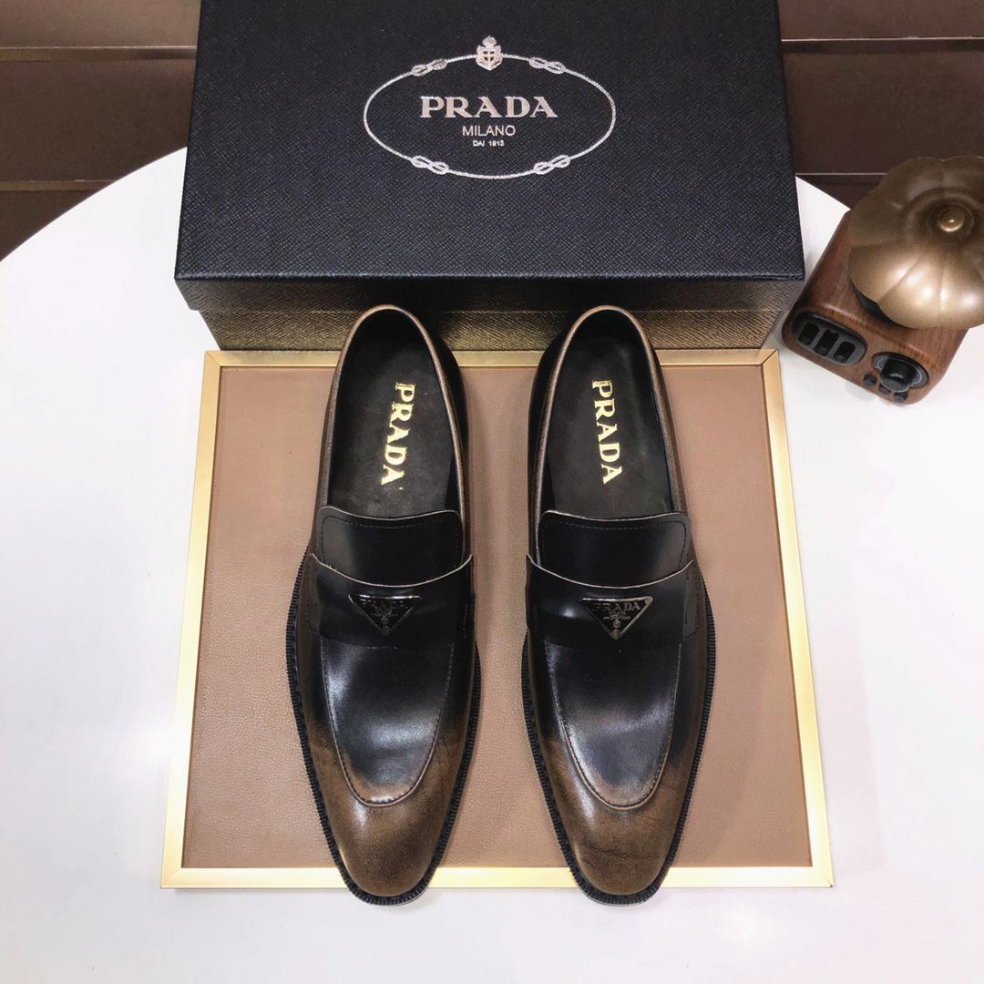 Prada men's leather shoes-34