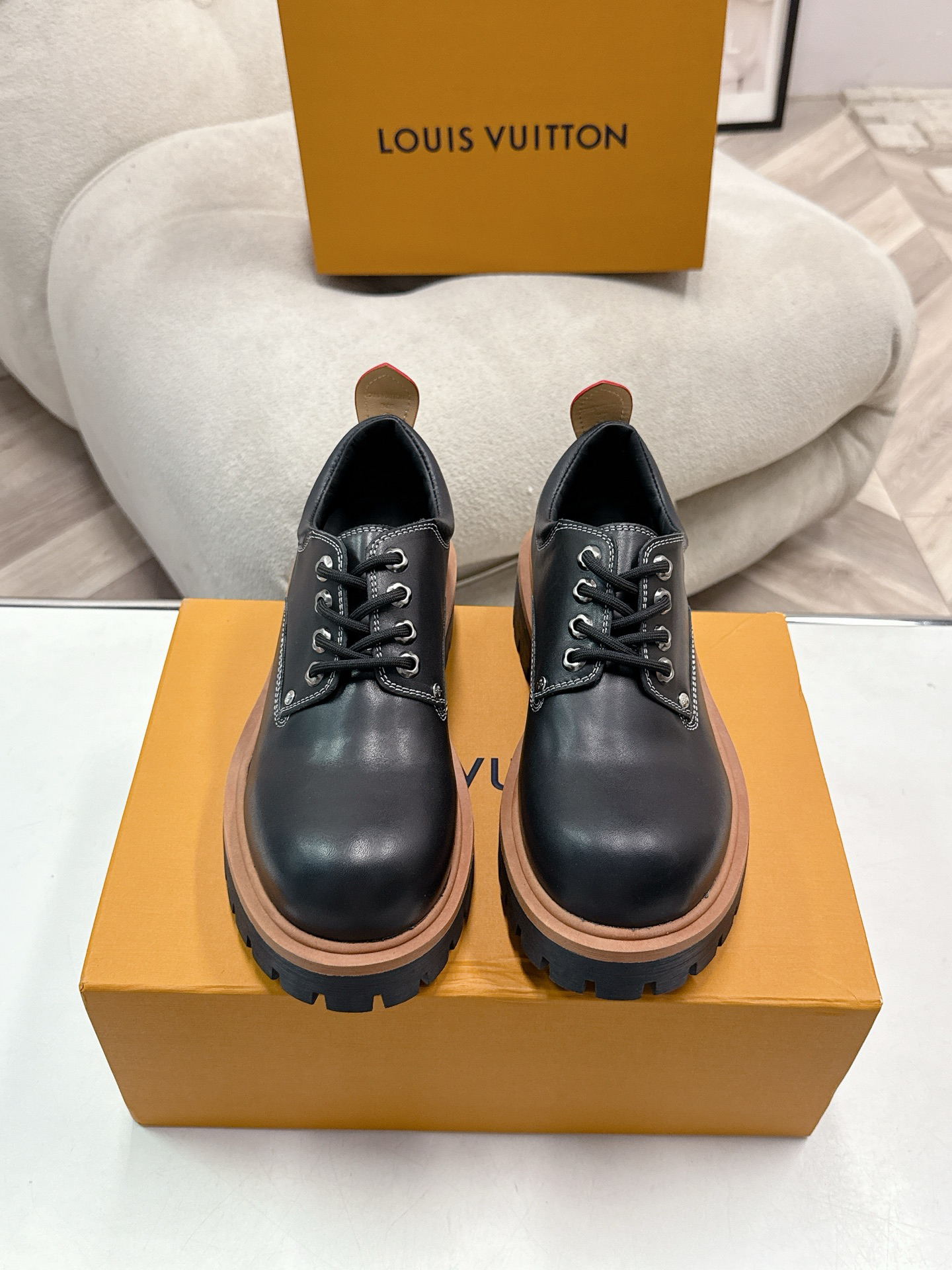 LV women's leather shoes-48