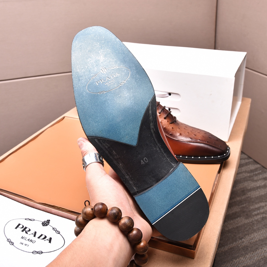 Prada men's leather shoes-72