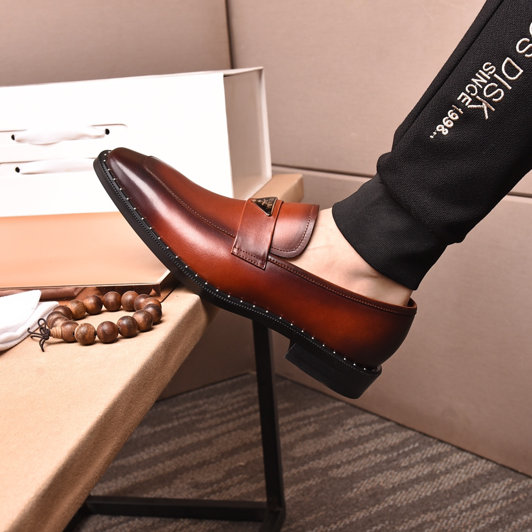 Prada men's leather shoes-38