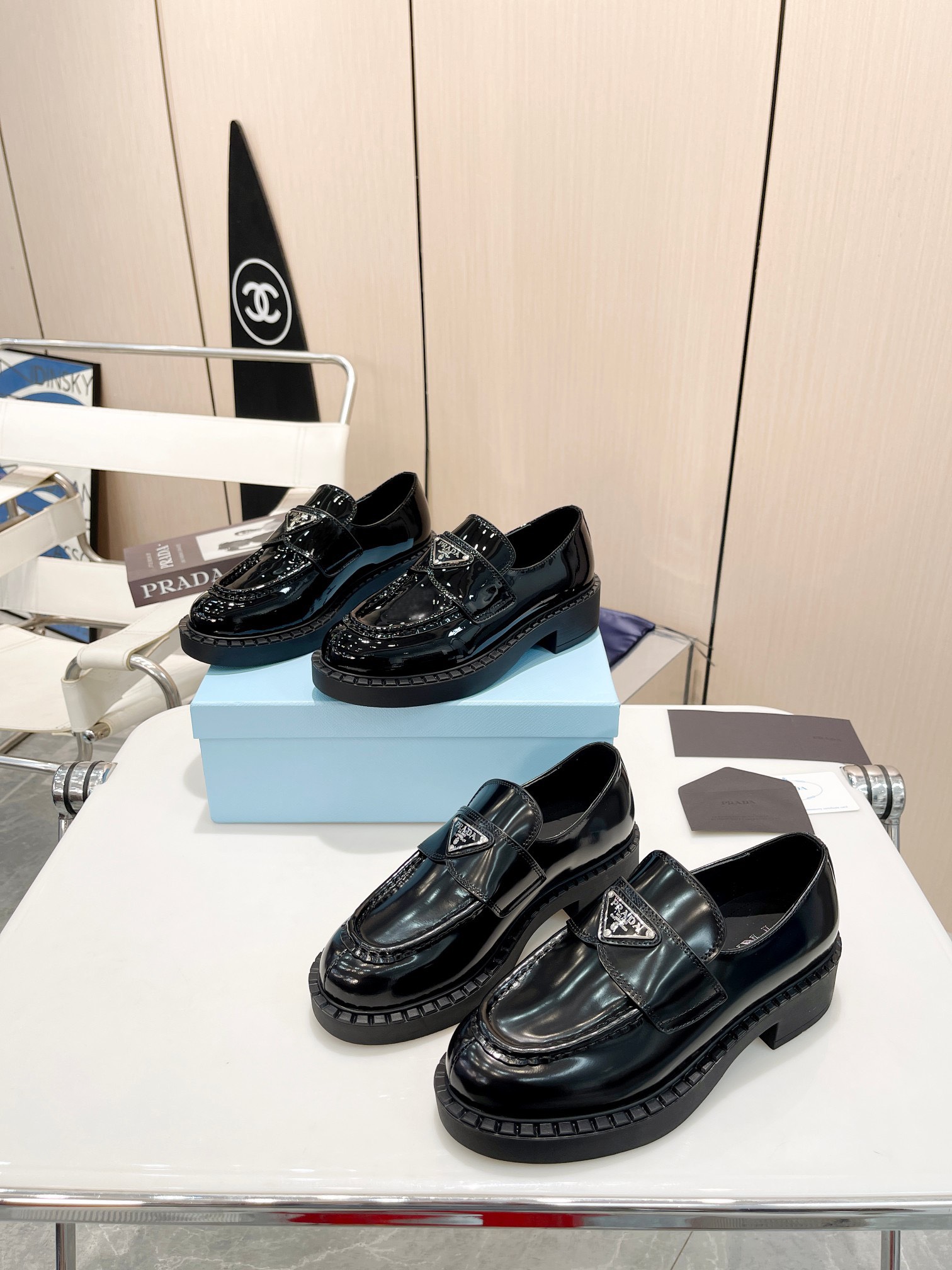 Prada women's leather shoes-10