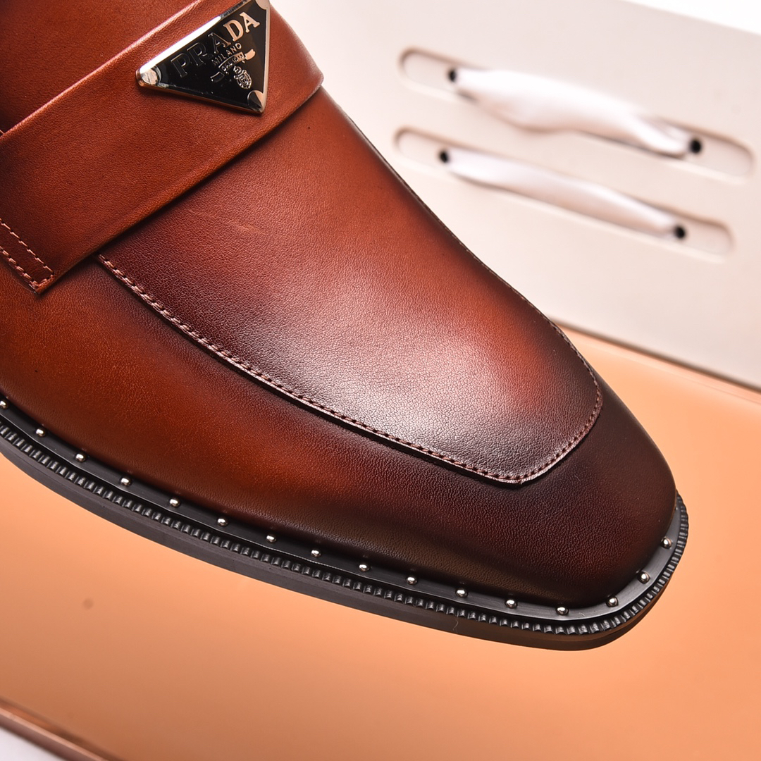 Prada men's leather shoes-38