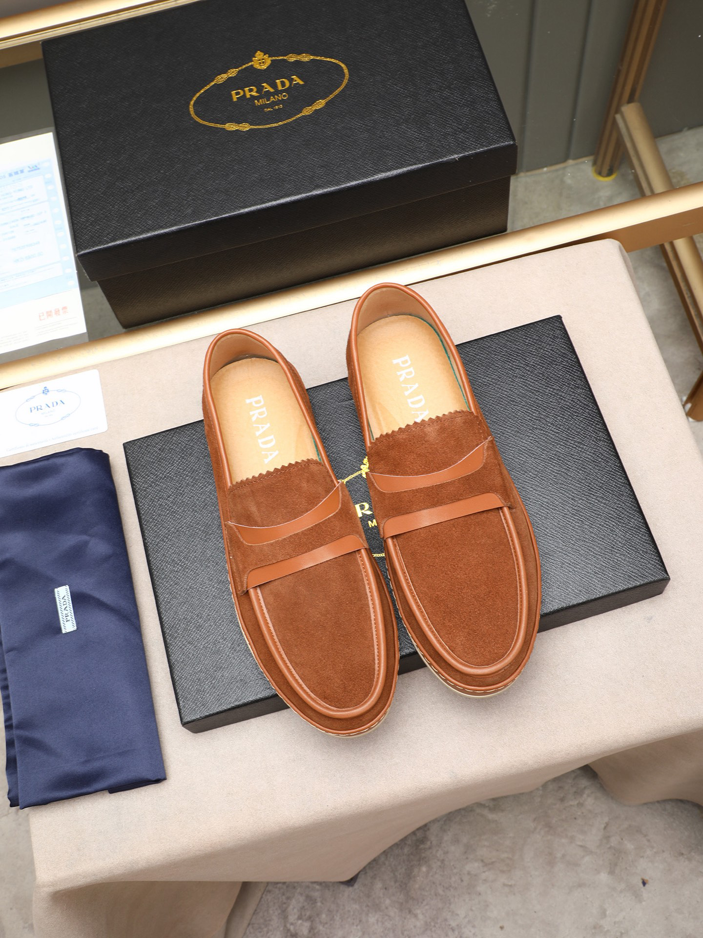 Prada men's leather shoes-1