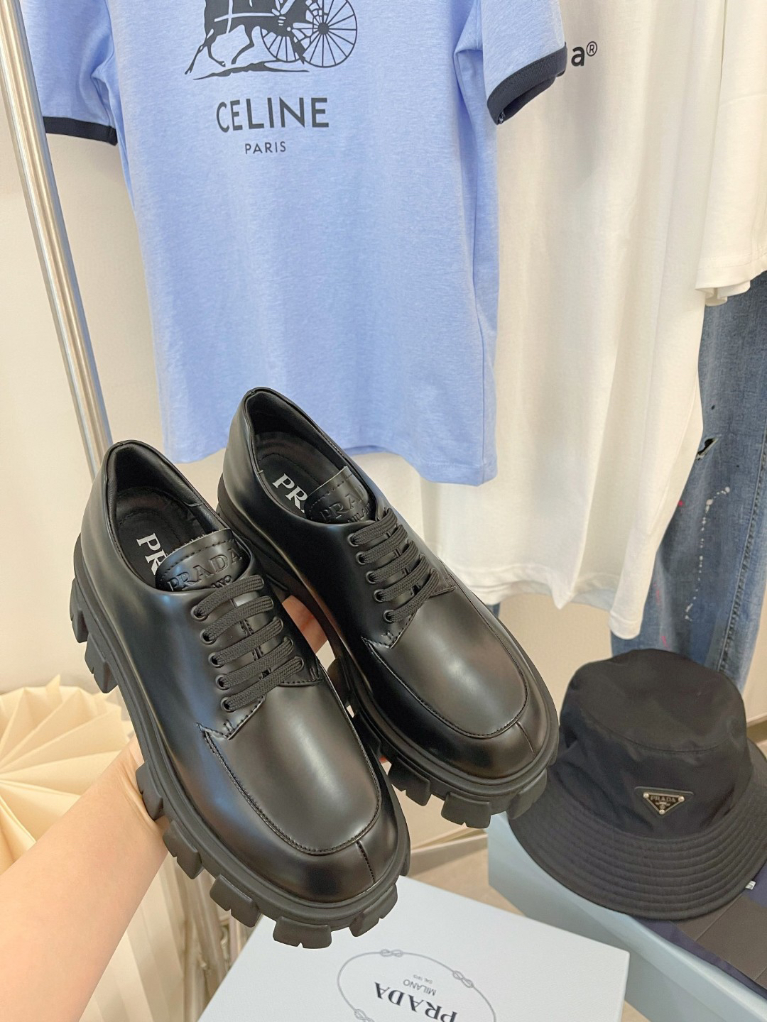 Prada women's leather shoes-21