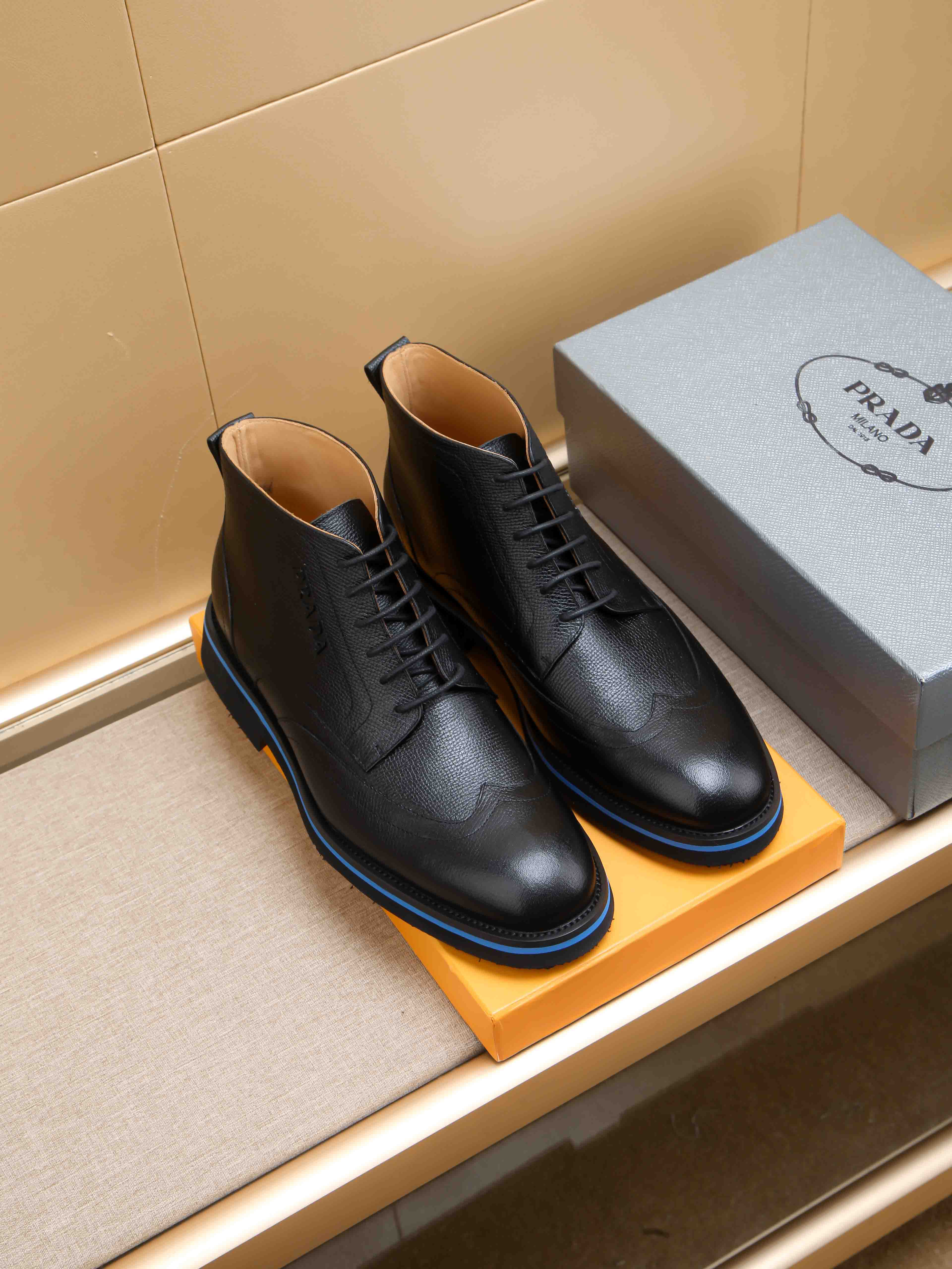 Prada men's leather shoes-83