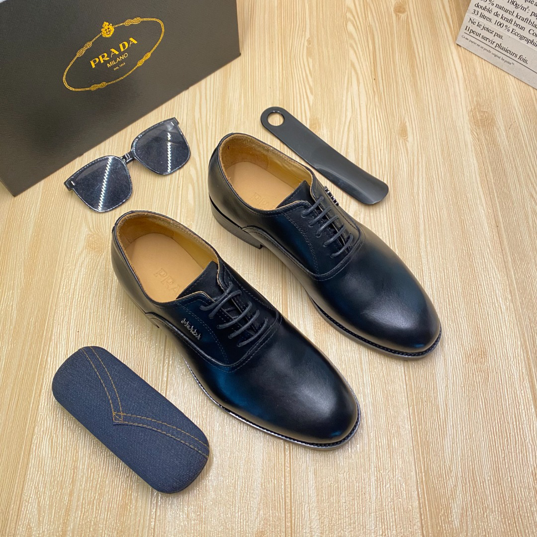 Prada men's leather shoes-4