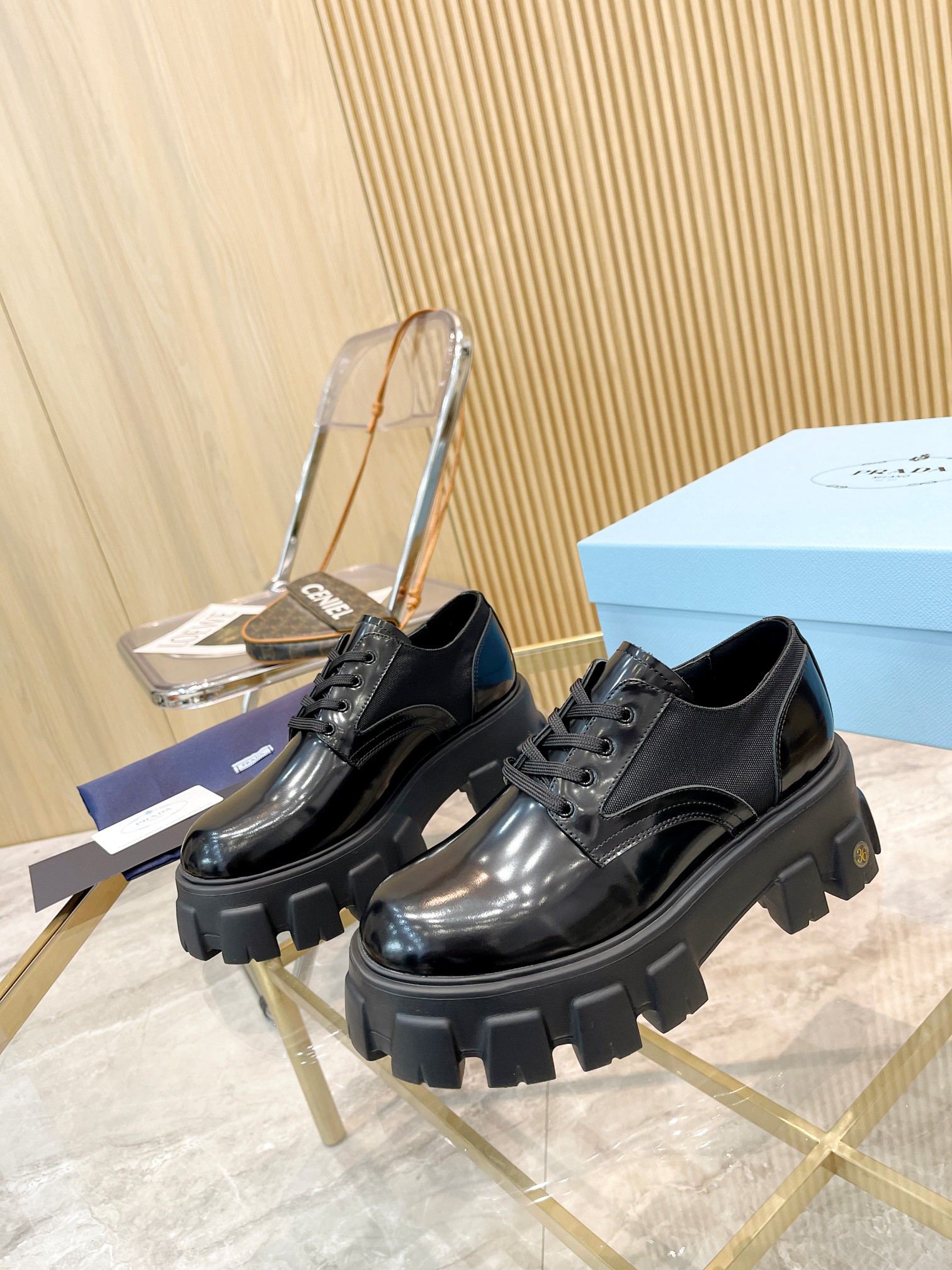 Prada women's leather shoes-25