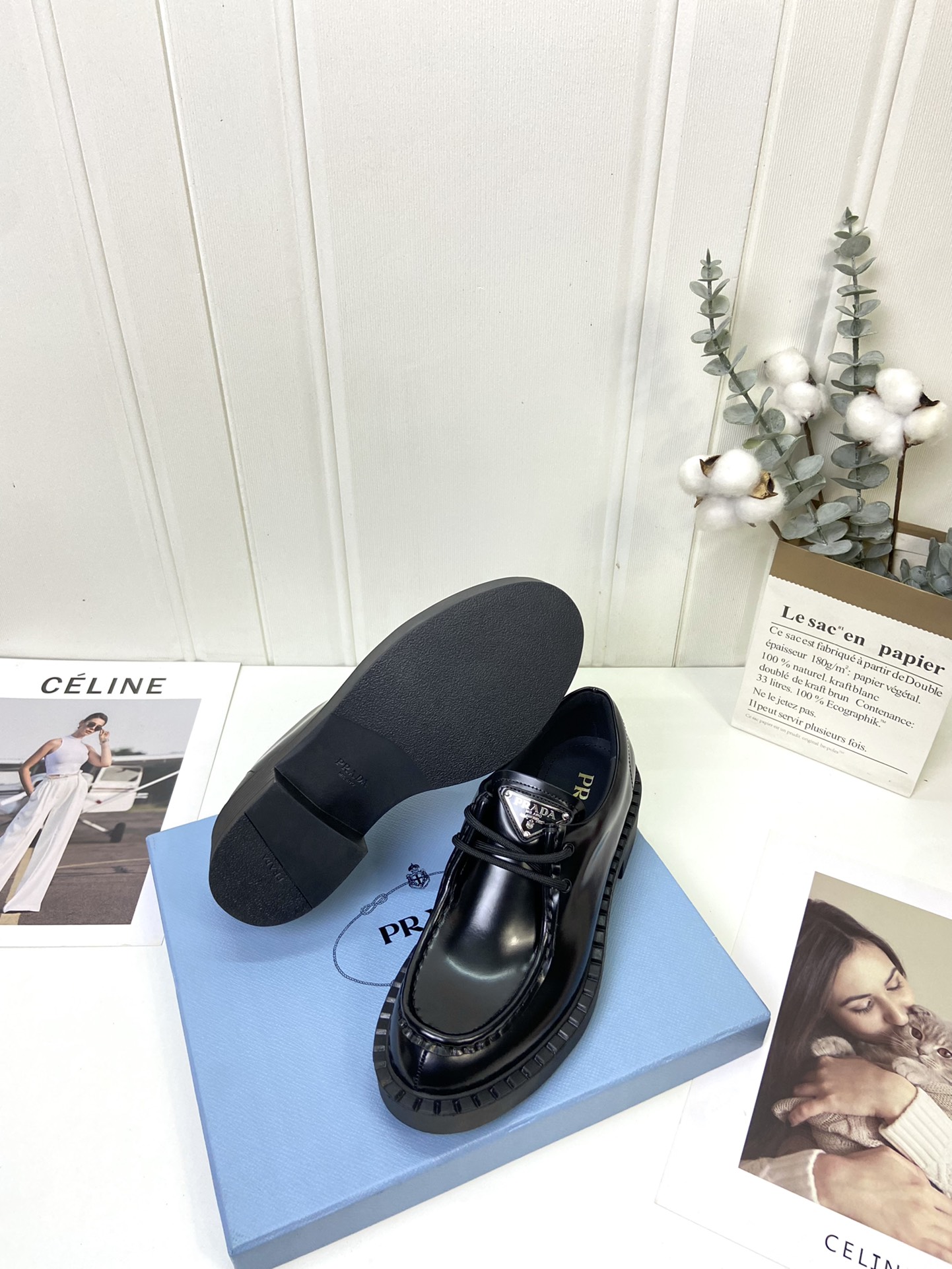 Prada women's leather shoes-11